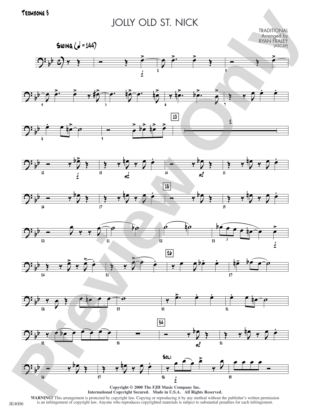 Jolly Old St. Nick: Trombone 3
