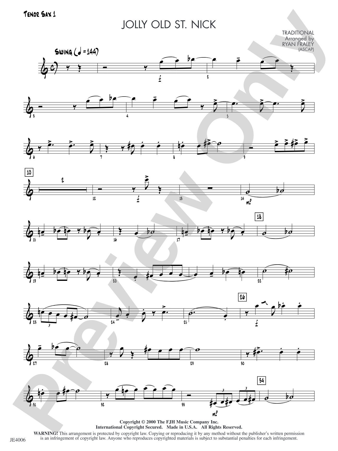 Jolly Old St. Nick: Tenor Sax 1