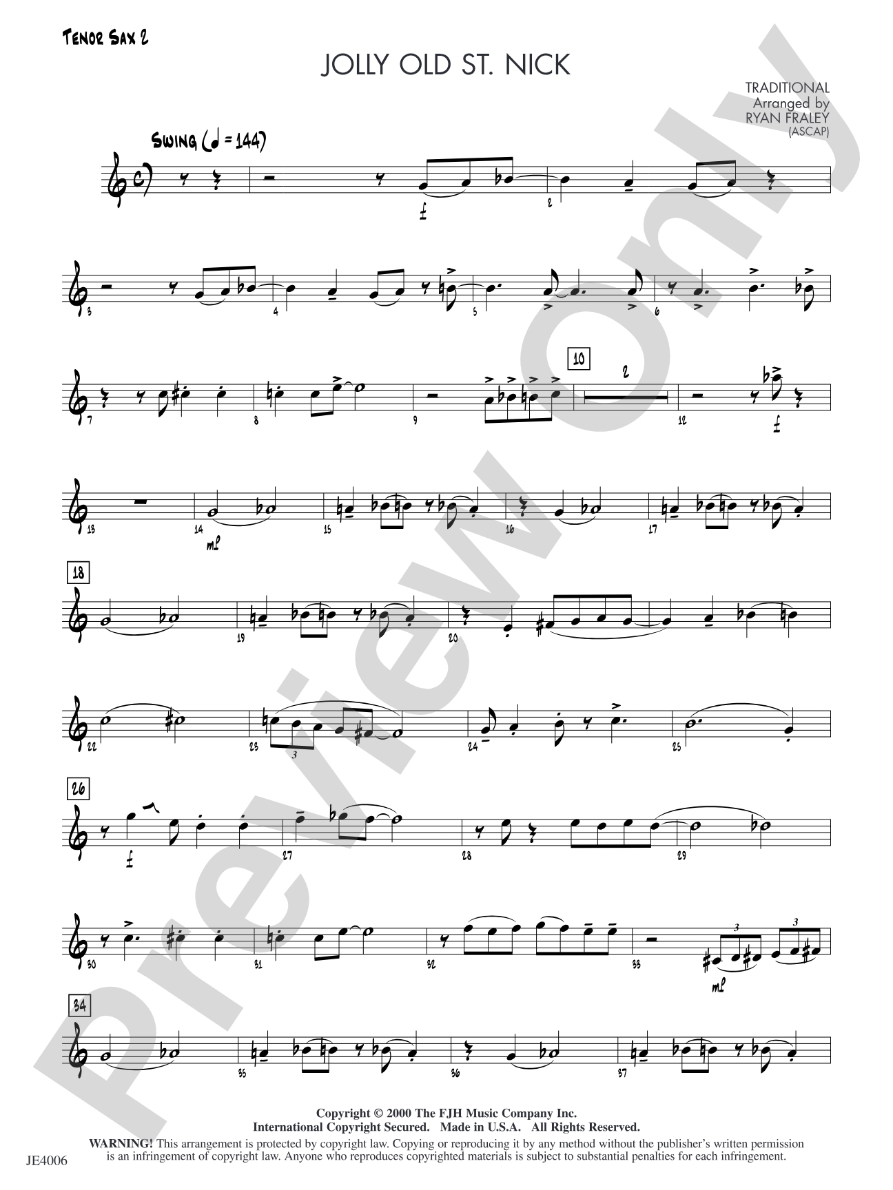 Jolly Old St. Nick: Tenor Sax 2