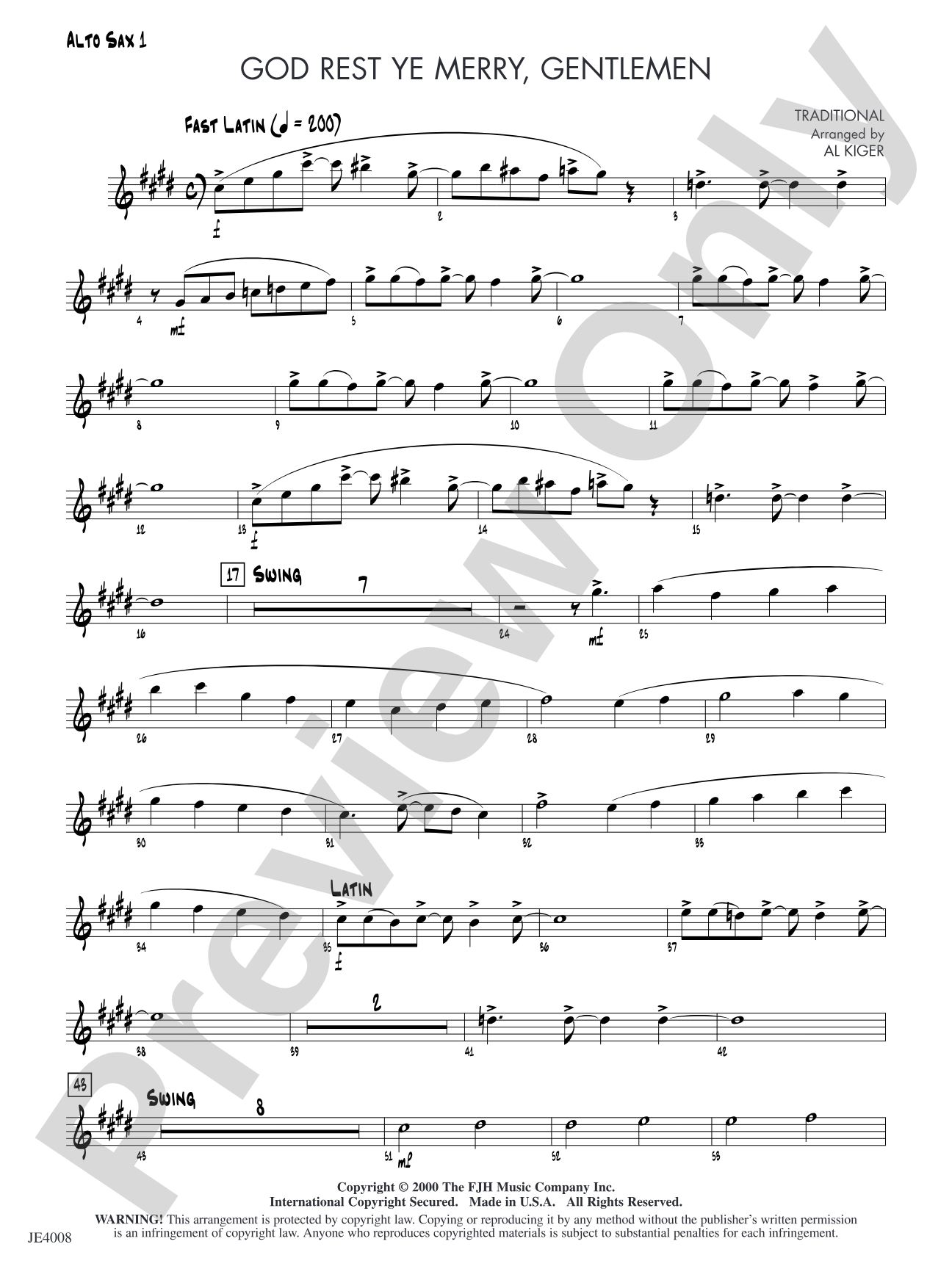 God Rest Ye Merry, Gentlemen: Alto Sax 1