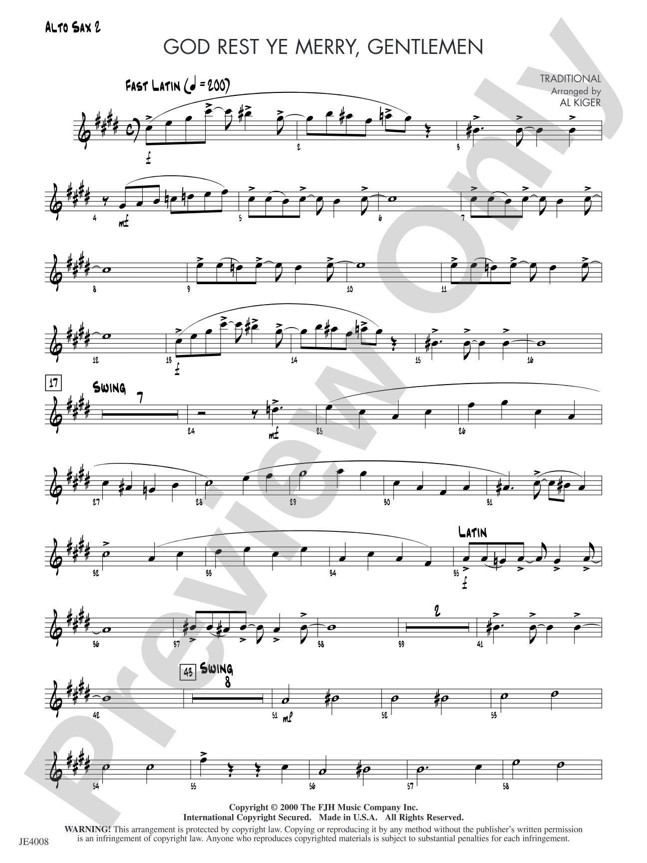 God Rest Ye Merry, Gentlemen: Alto Sax 2