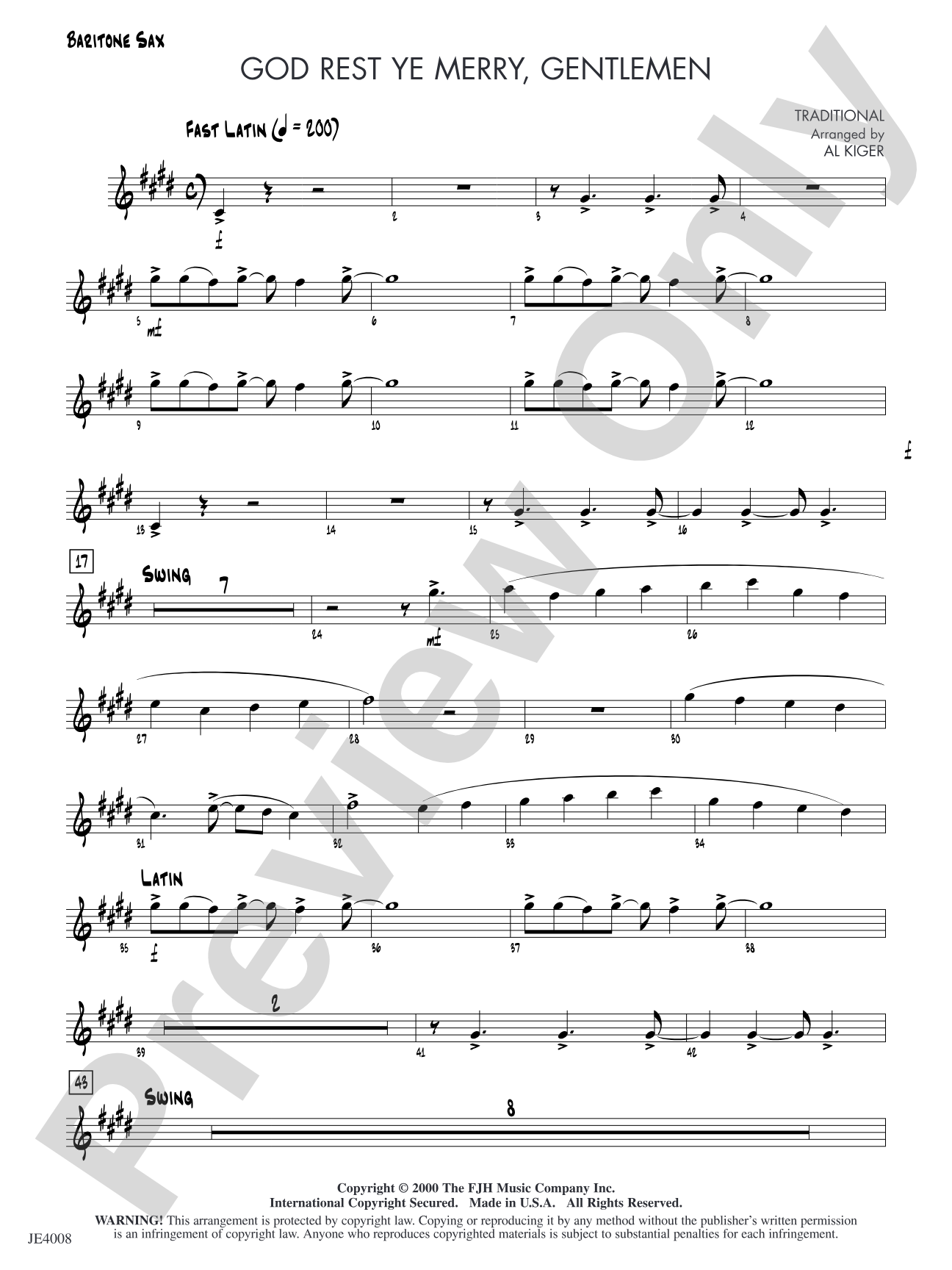 God Rest Ye Merry, Gentlemen: Baritone Sax