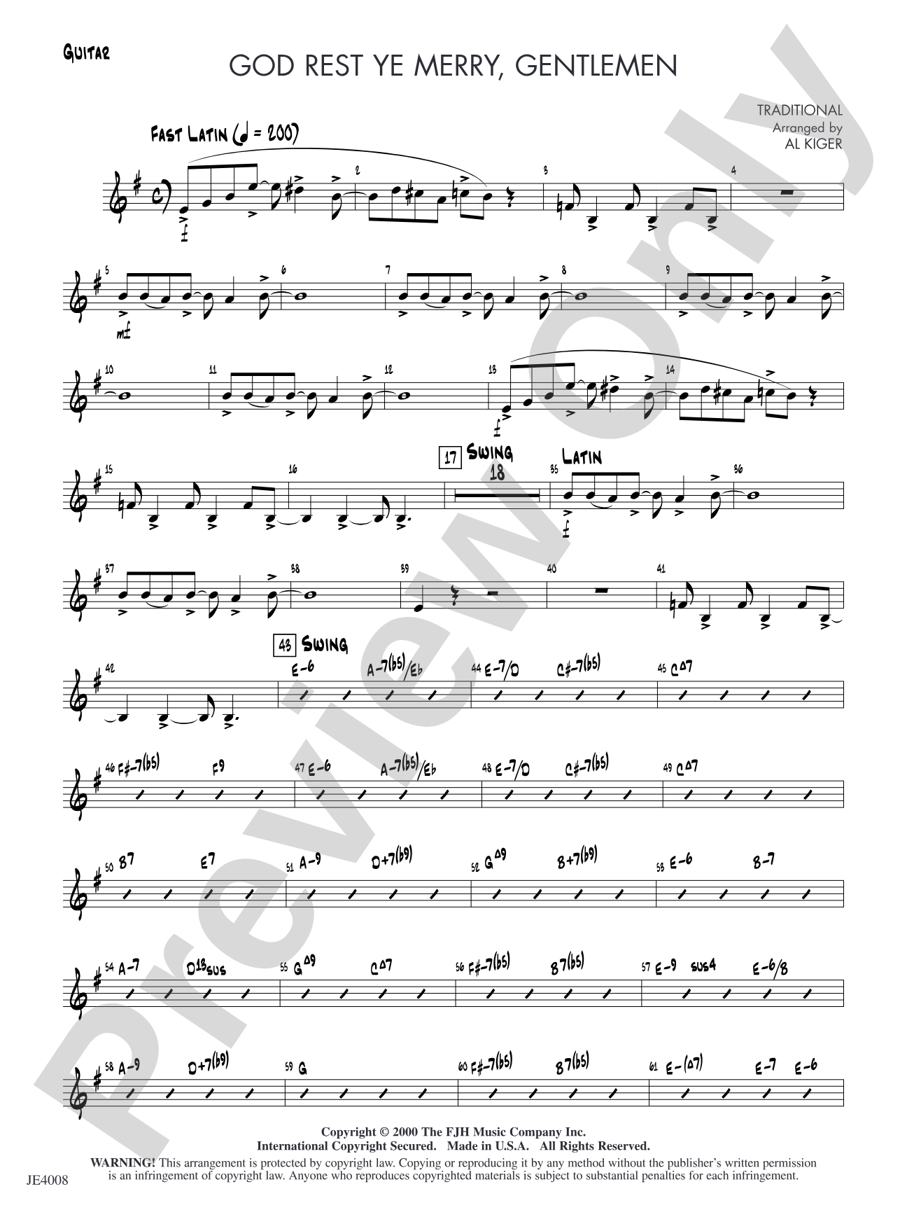 God Rest Ye Merry, Gentlemen: Guitar