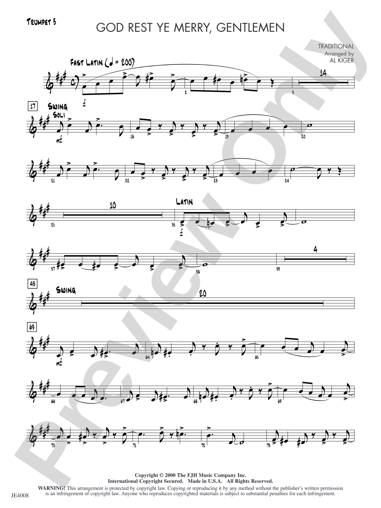 God Rest Ye Merry, Gentlemen: Trumpet 3