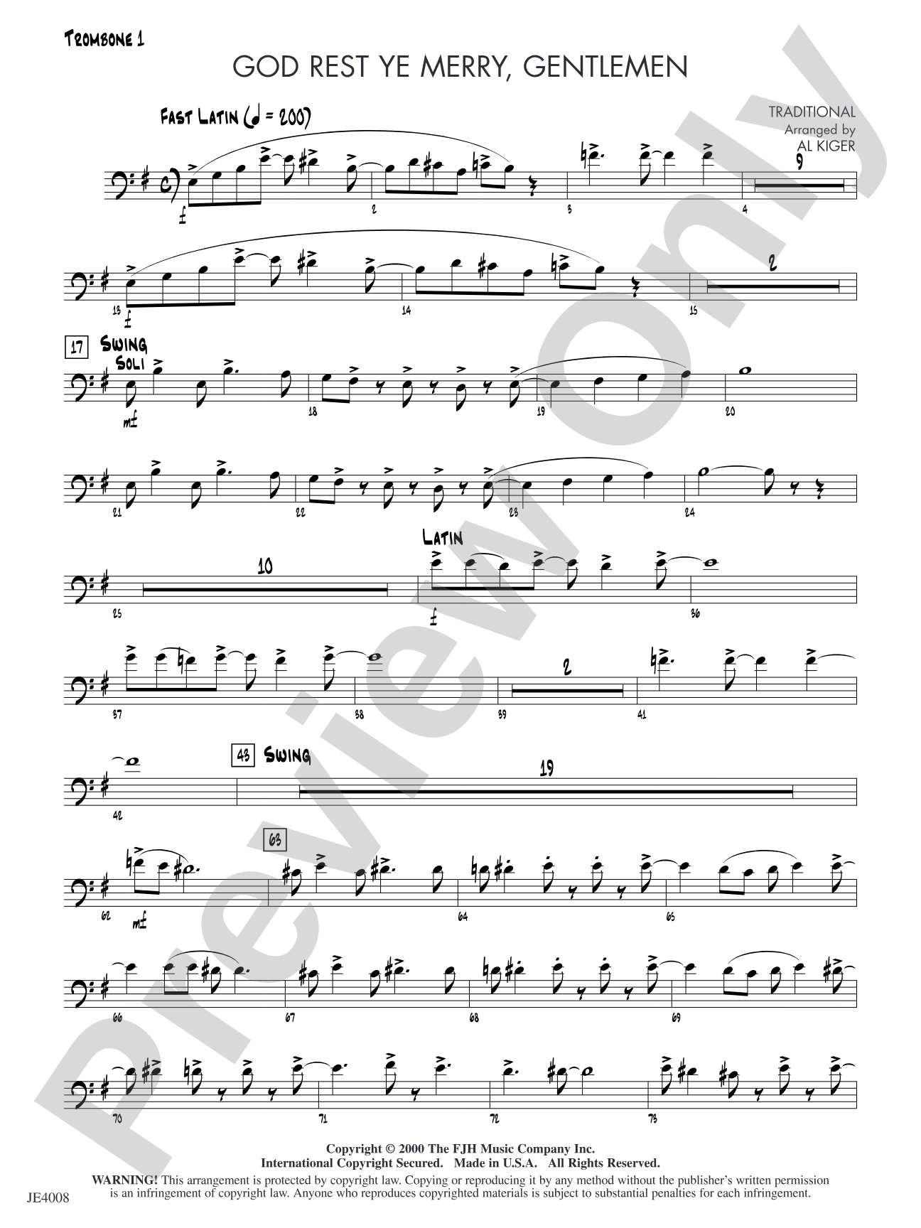 God Rest Ye Merry, Gentlemen: Trombone 1