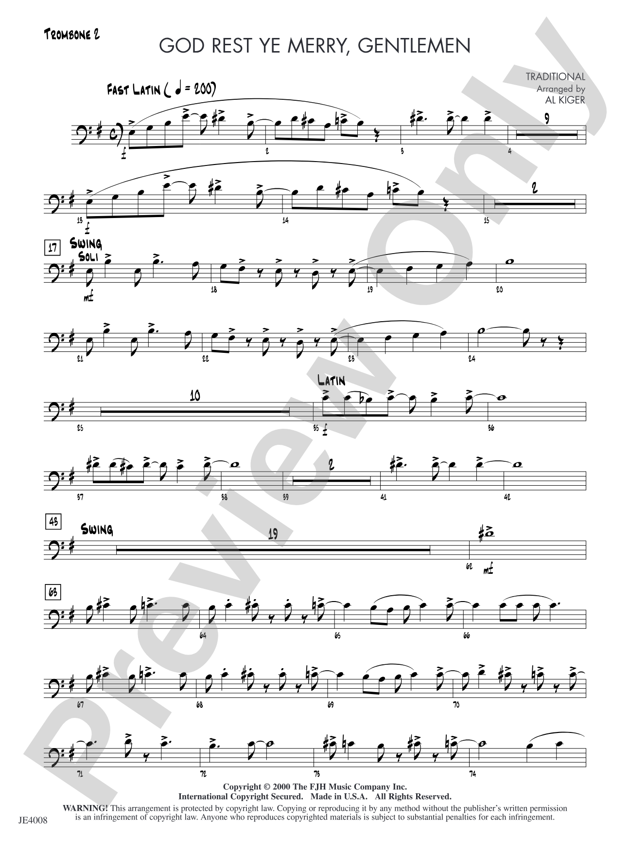 God Rest Ye Merry, Gentlemen: Trombone 2