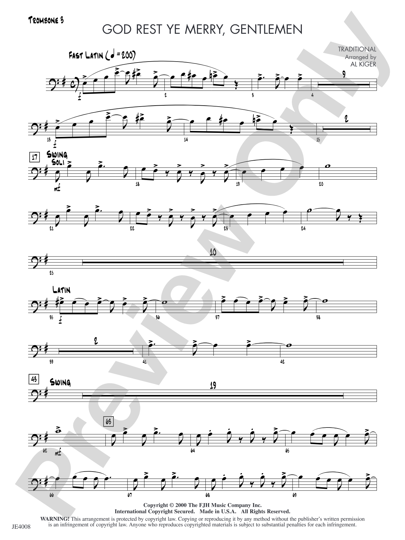 God Rest Ye Merry, Gentlemen: Trombone 3