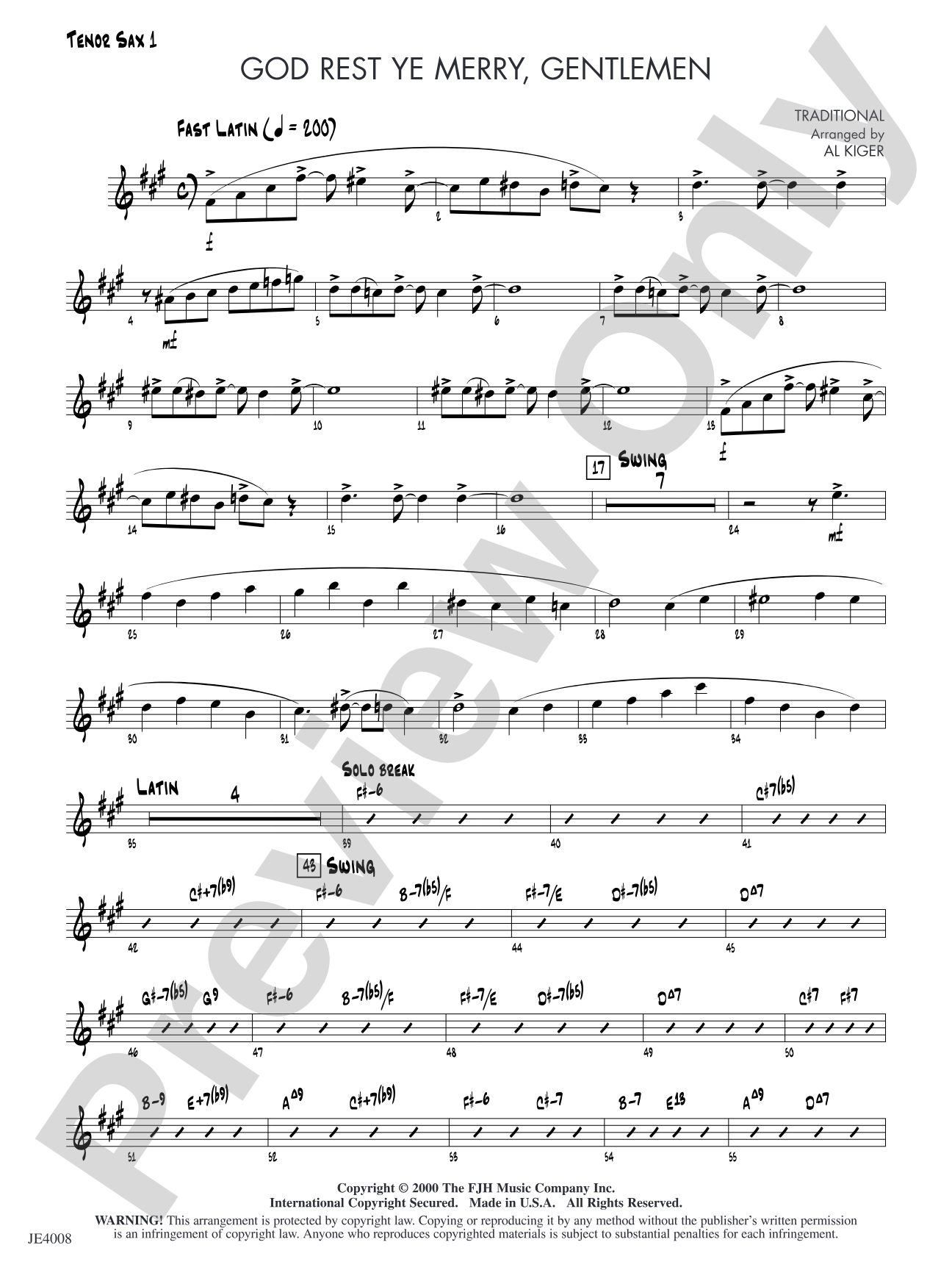 God Rest Ye Merry, Gentlemen: Tenor Sax 1