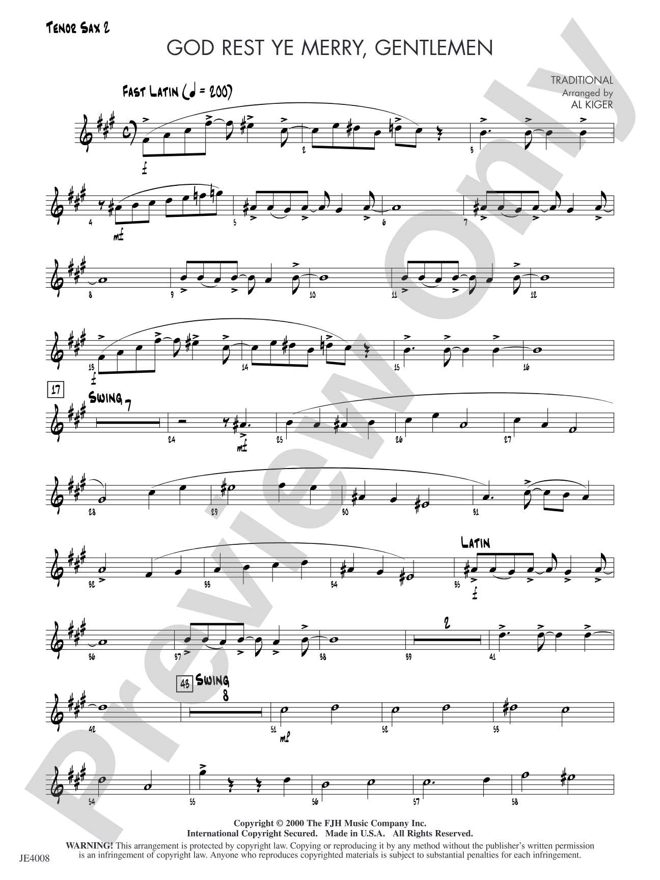 God Rest Ye Merry, Gentlemen: Tenor Sax 2