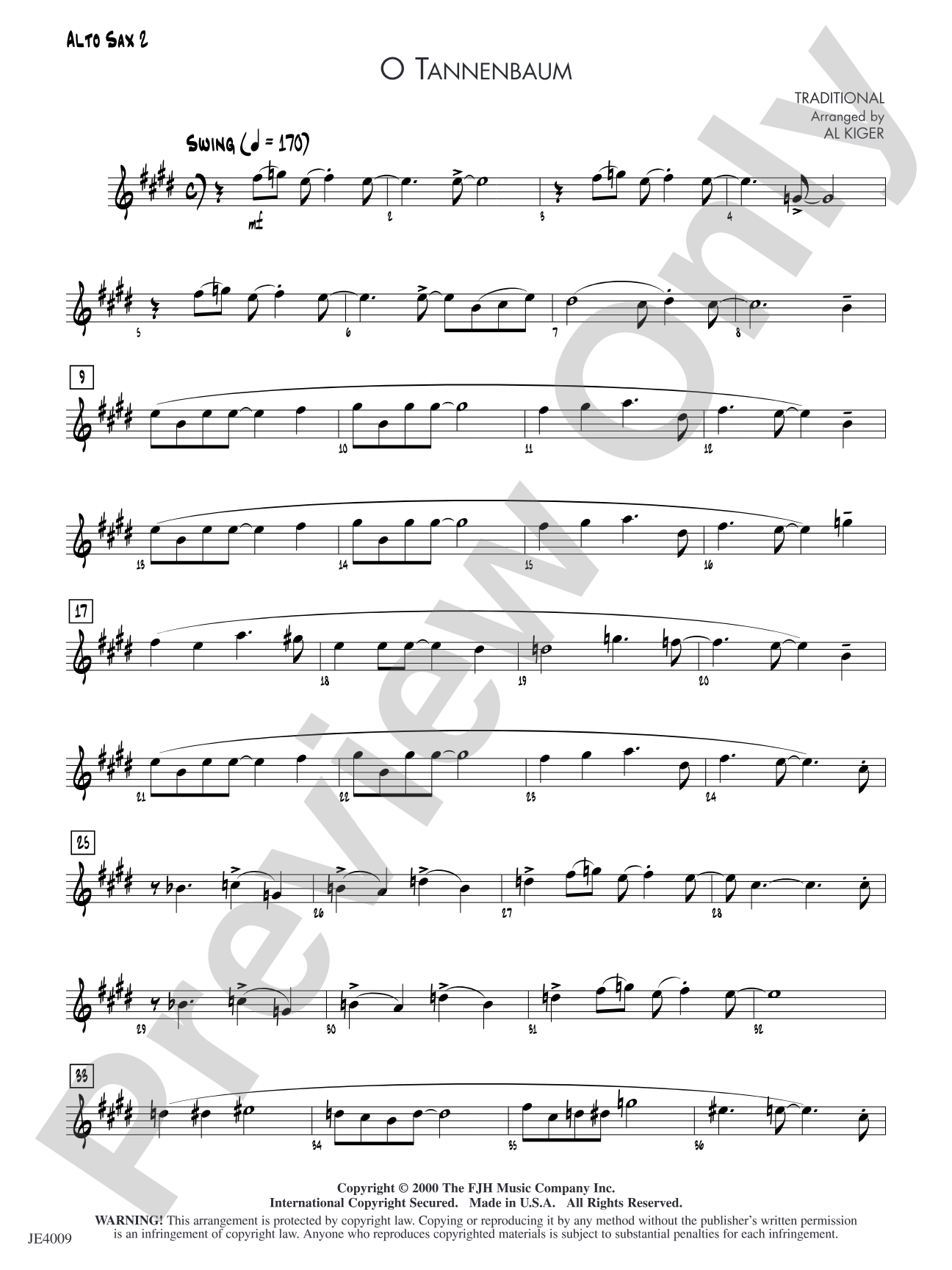 O Tannenbaum: Alto Sax 2