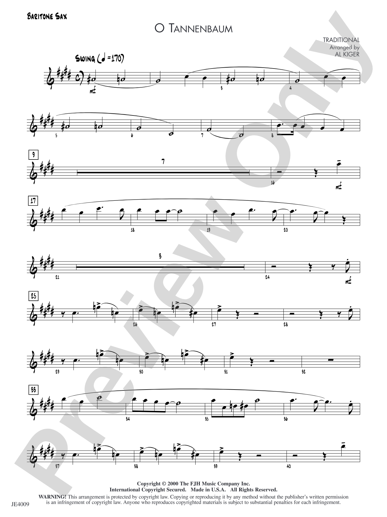 O Tannenbaum: Baritone Sax