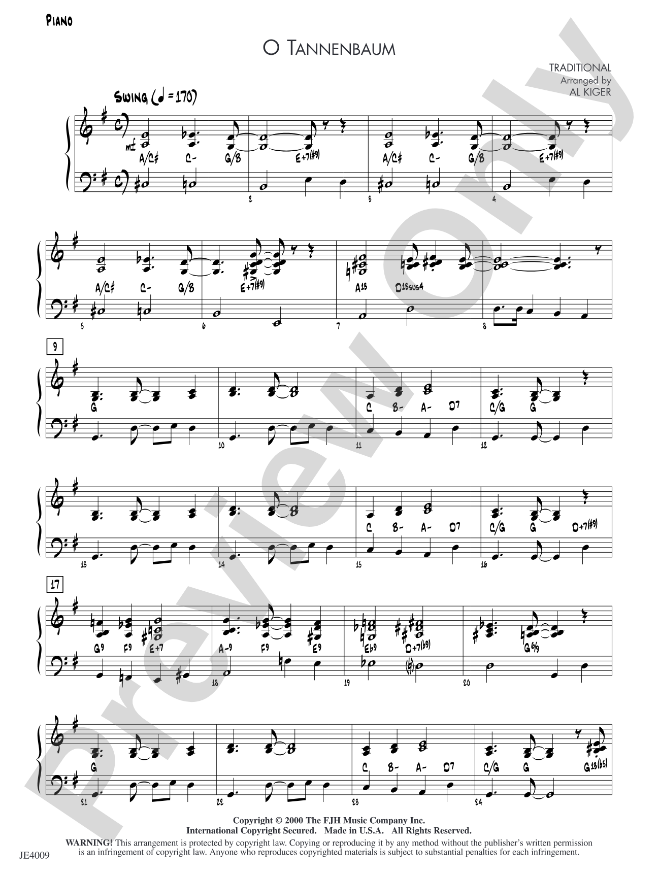 O Tannenbaum: Piano