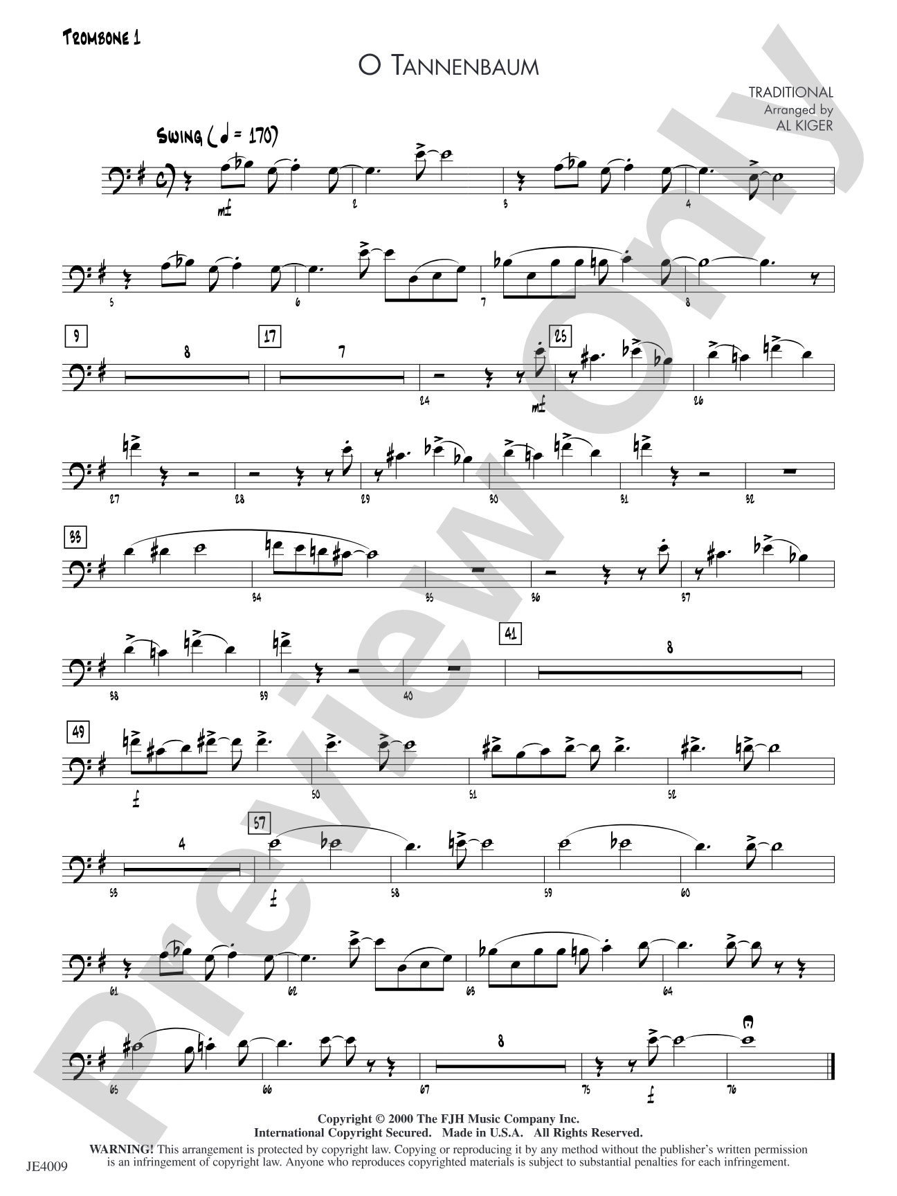 O Tannenbaum: Trombone 1