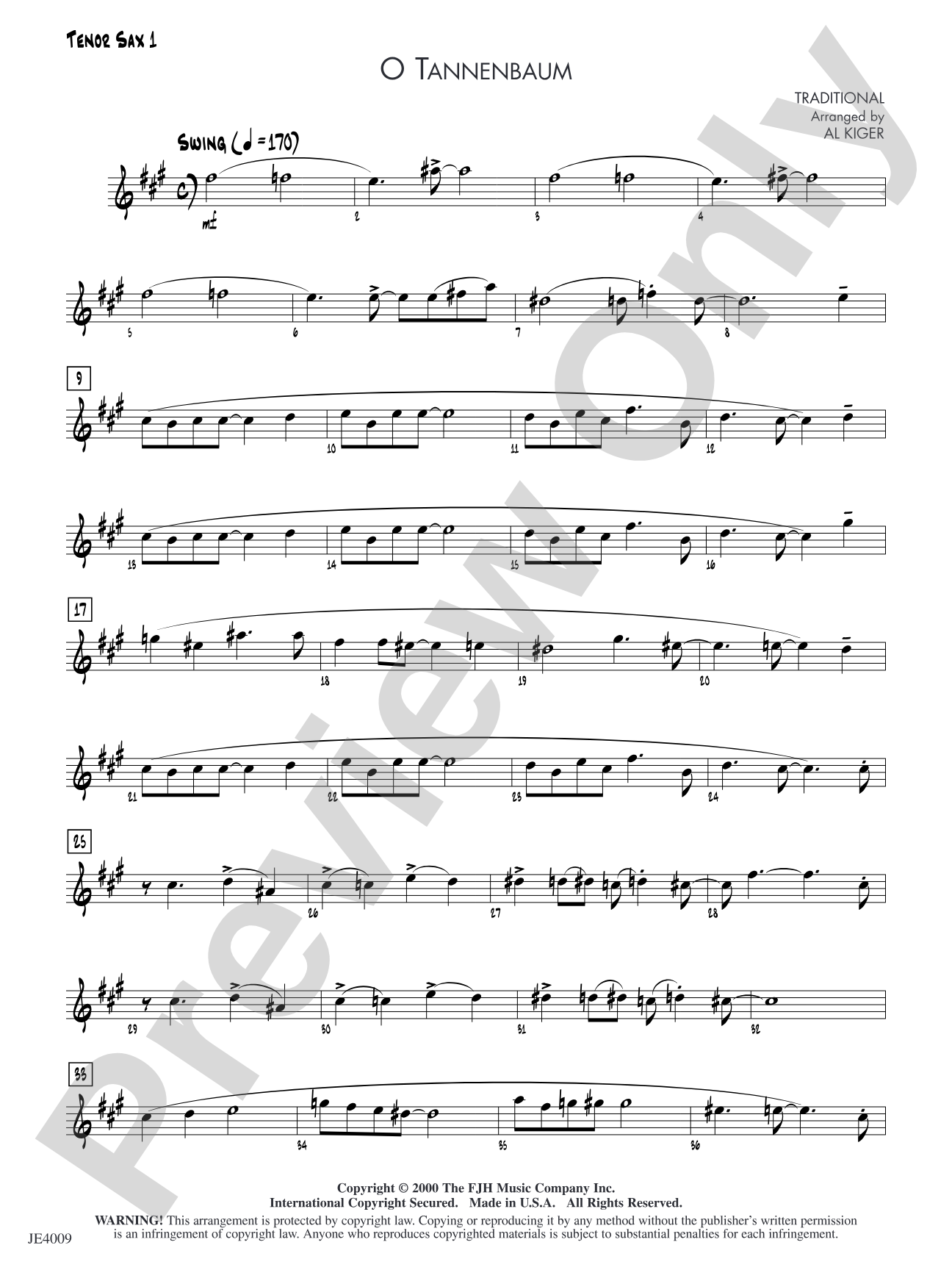 O Tannenbaum: Tenor Sax 1