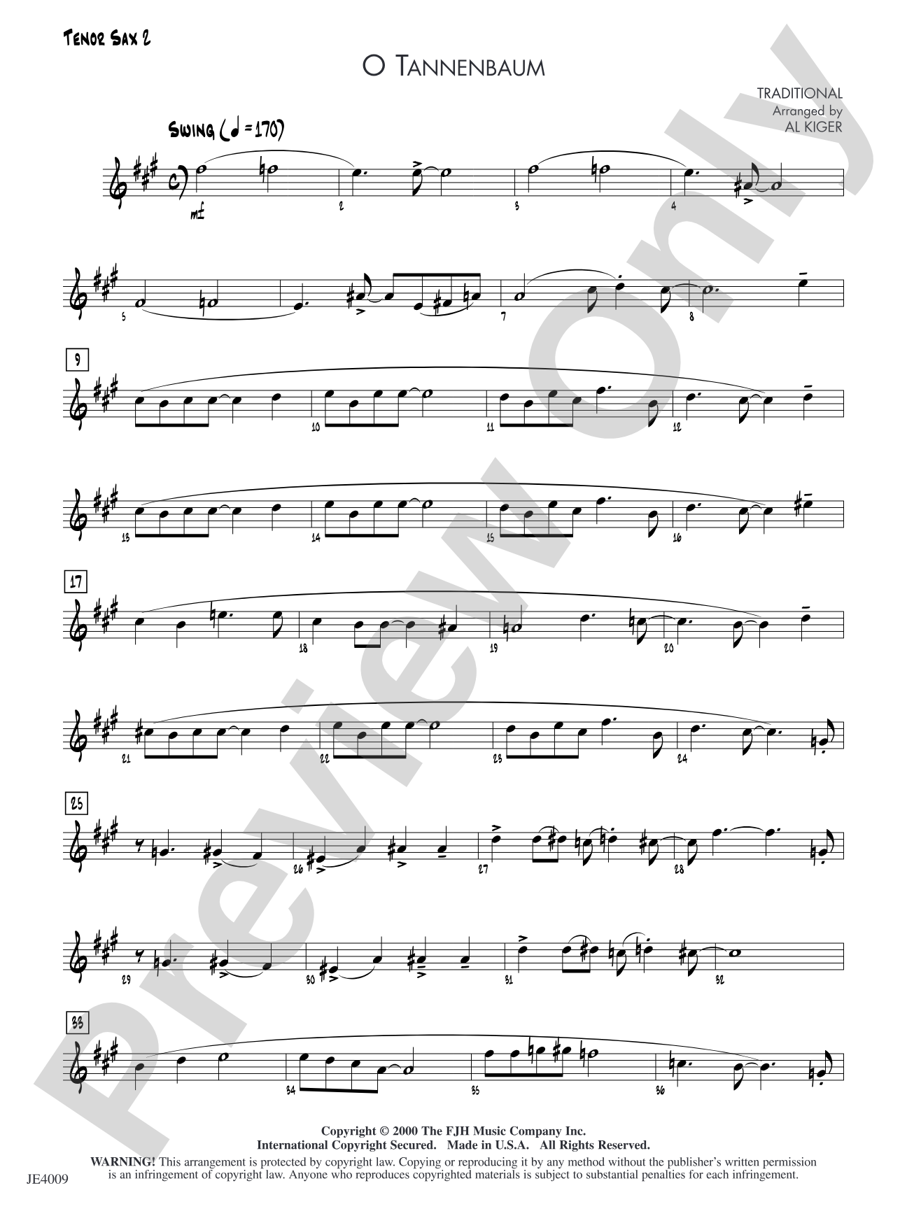 O Tannenbaum: Tenor Sax 2