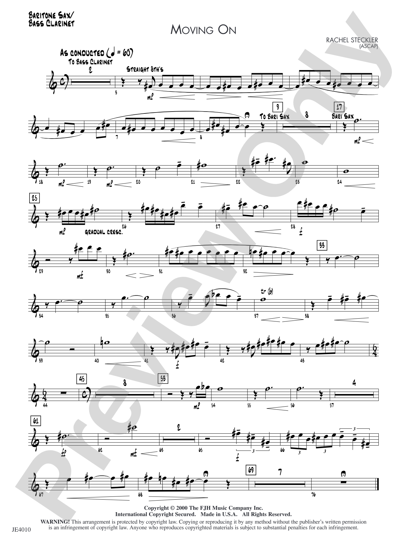 Moving On: Baritone Sax / Bass Clarinet