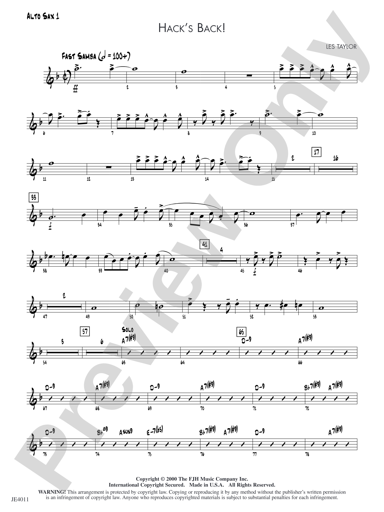 Hack's Back!: Alto Sax 1