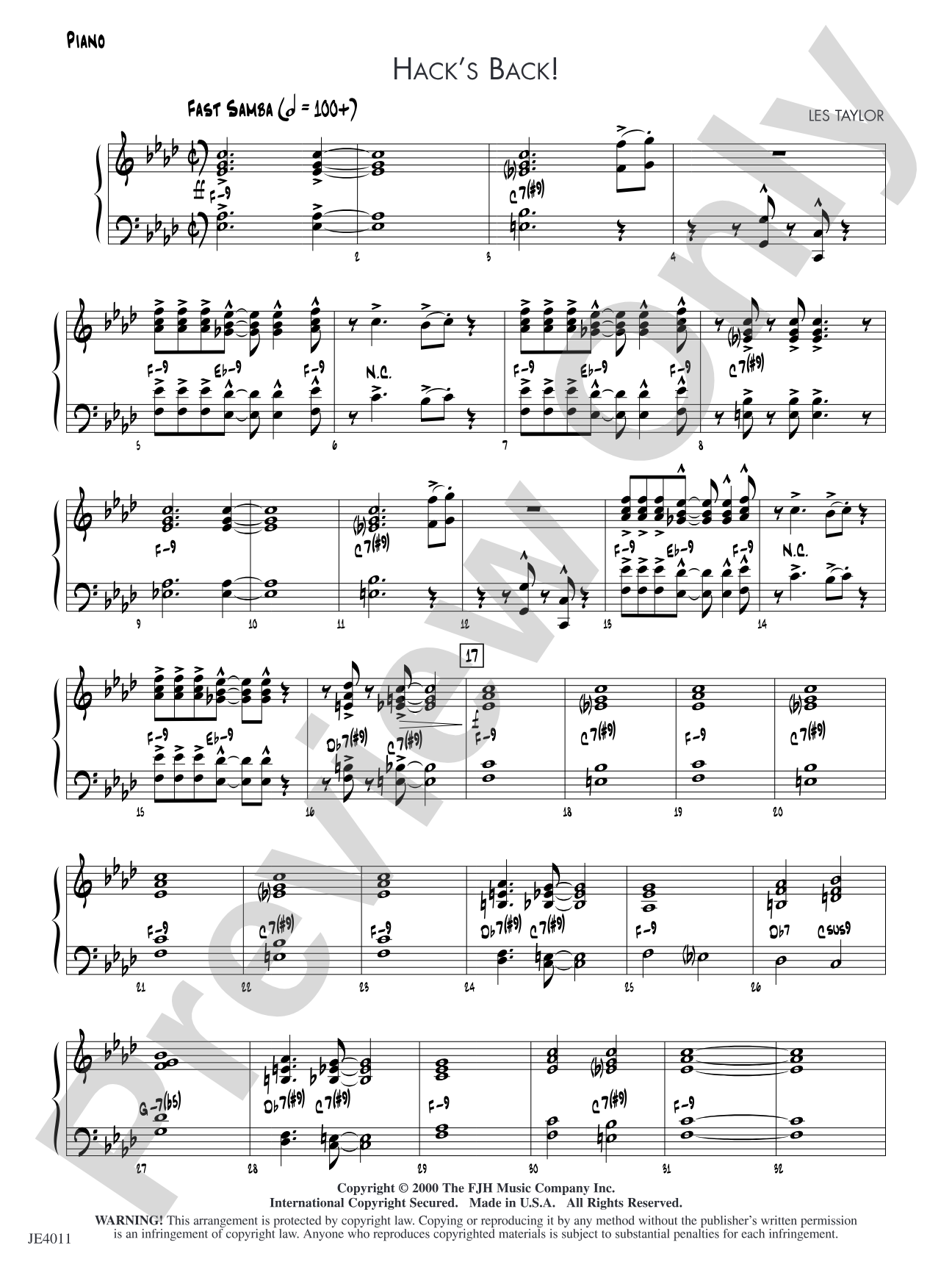 Hack's Back!: Piano