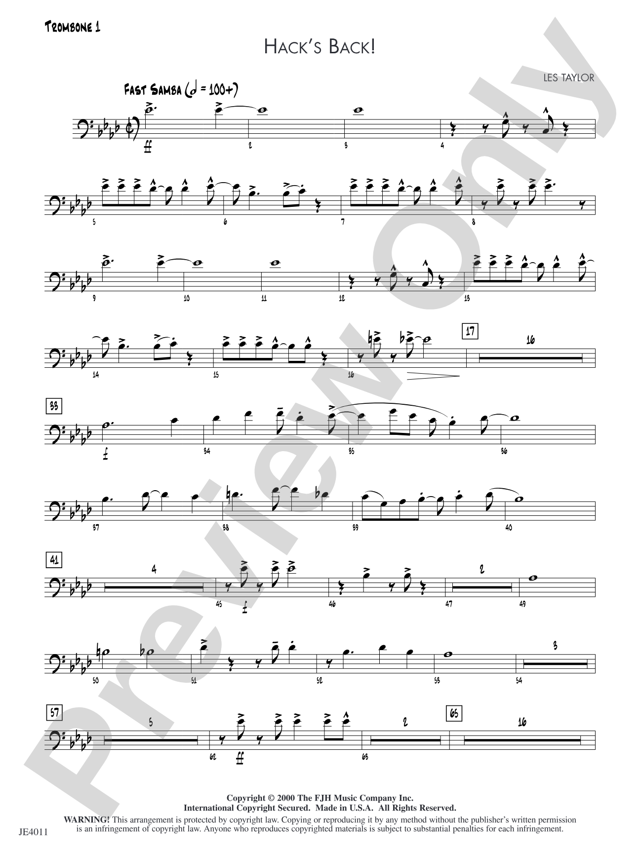 Hack's Back!: Trombone 1