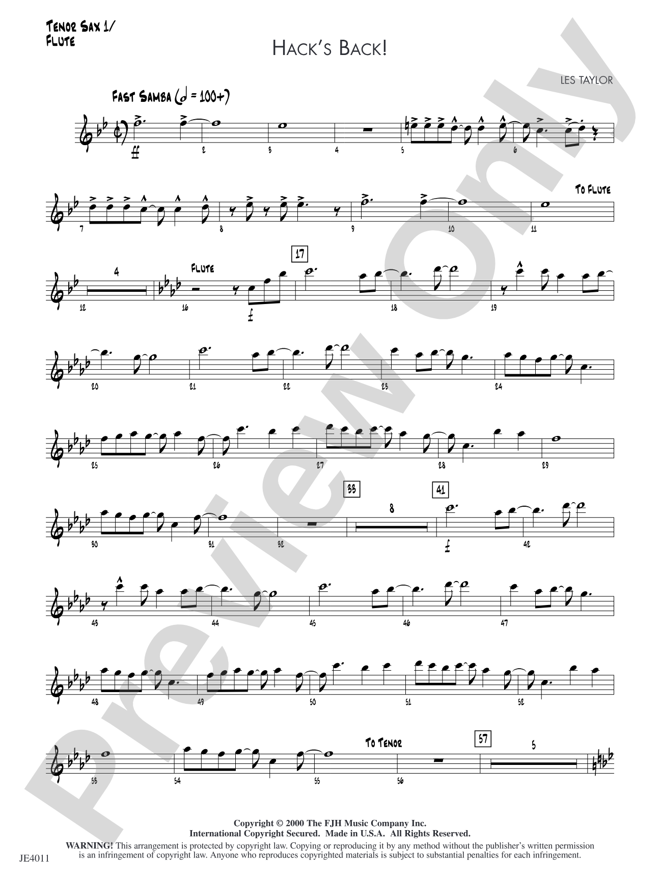 Hack's Back!: Tenor Sax 1 / Flute