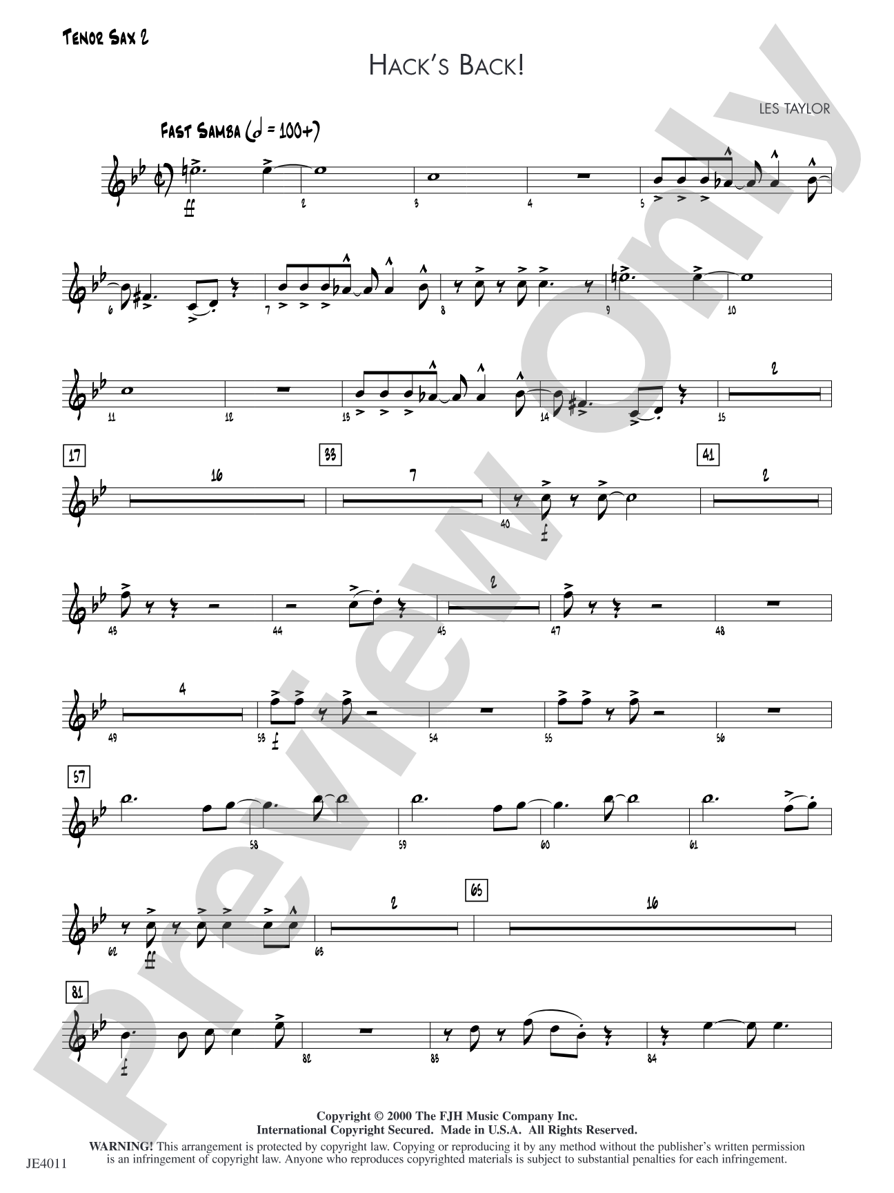 Hack's Back!: Tenor Sax 2