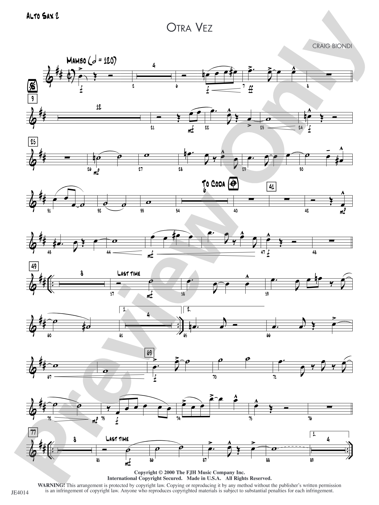 Otra Vez: Alto Sax 2