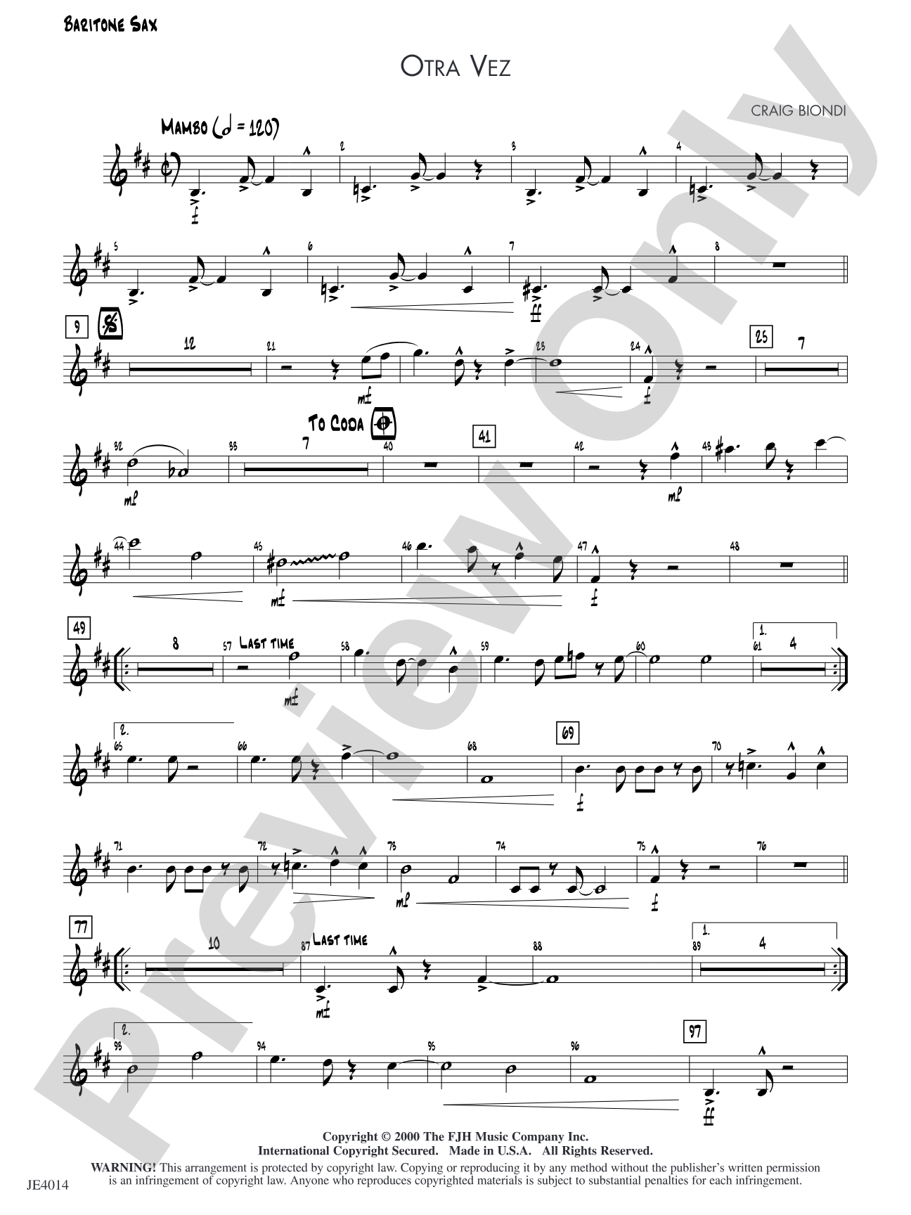 Otra Vez: Baritone Sax