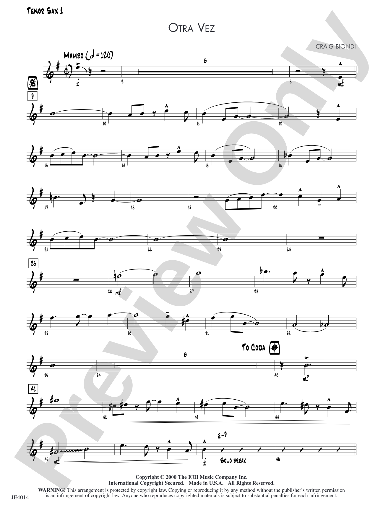 Otra Vez: Tenor Sax 1