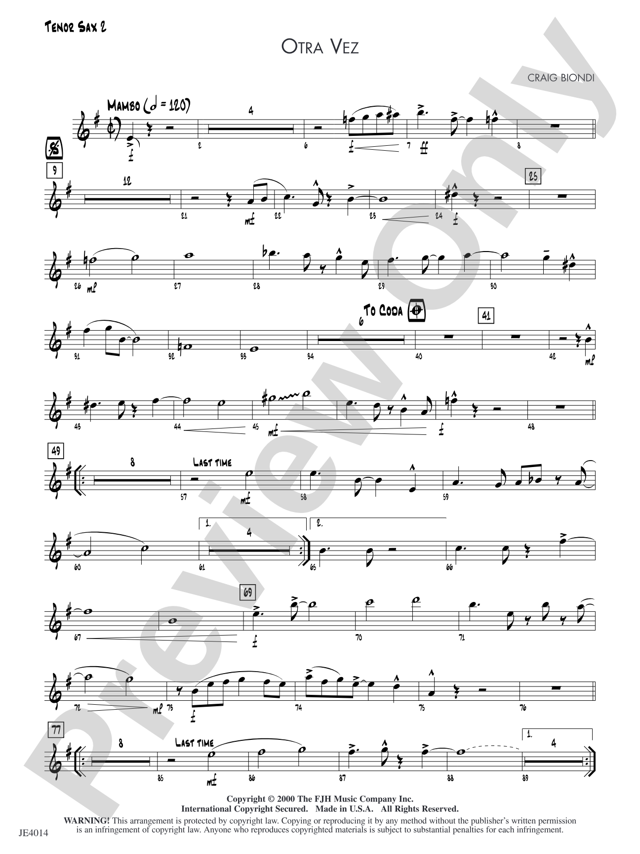 Otra Vez: Tenor Sax 2