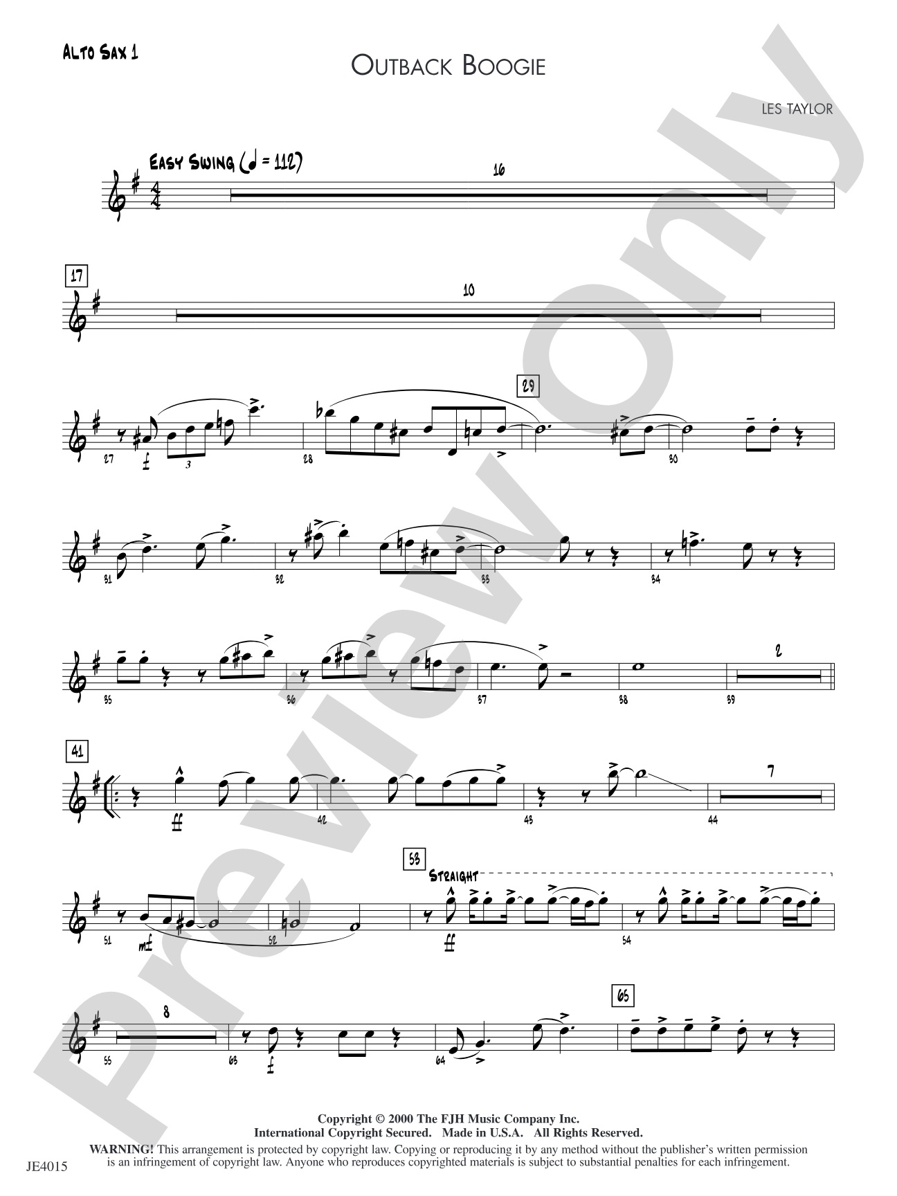 Outback Boogie: Alto Sax 1