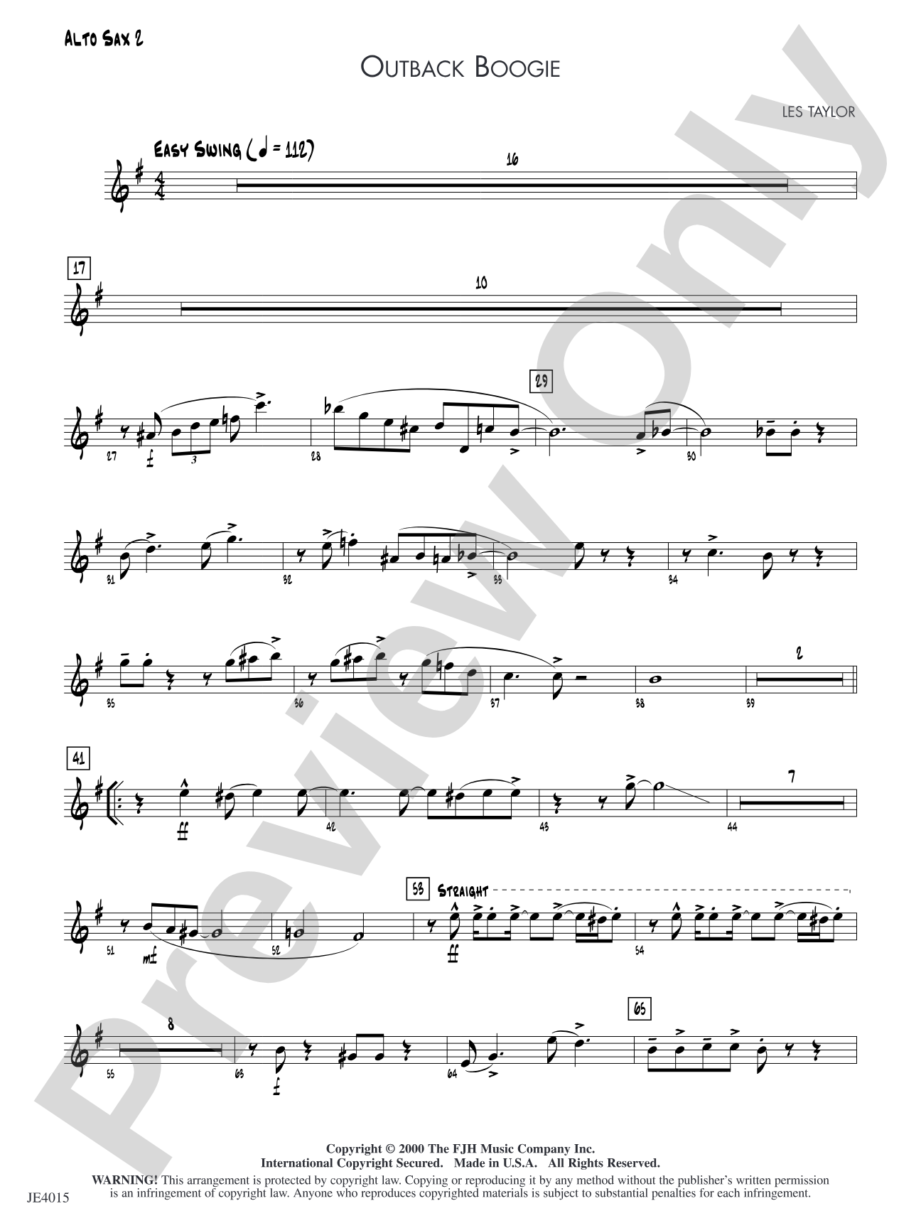 Outback Boogie: Alto Sax 2