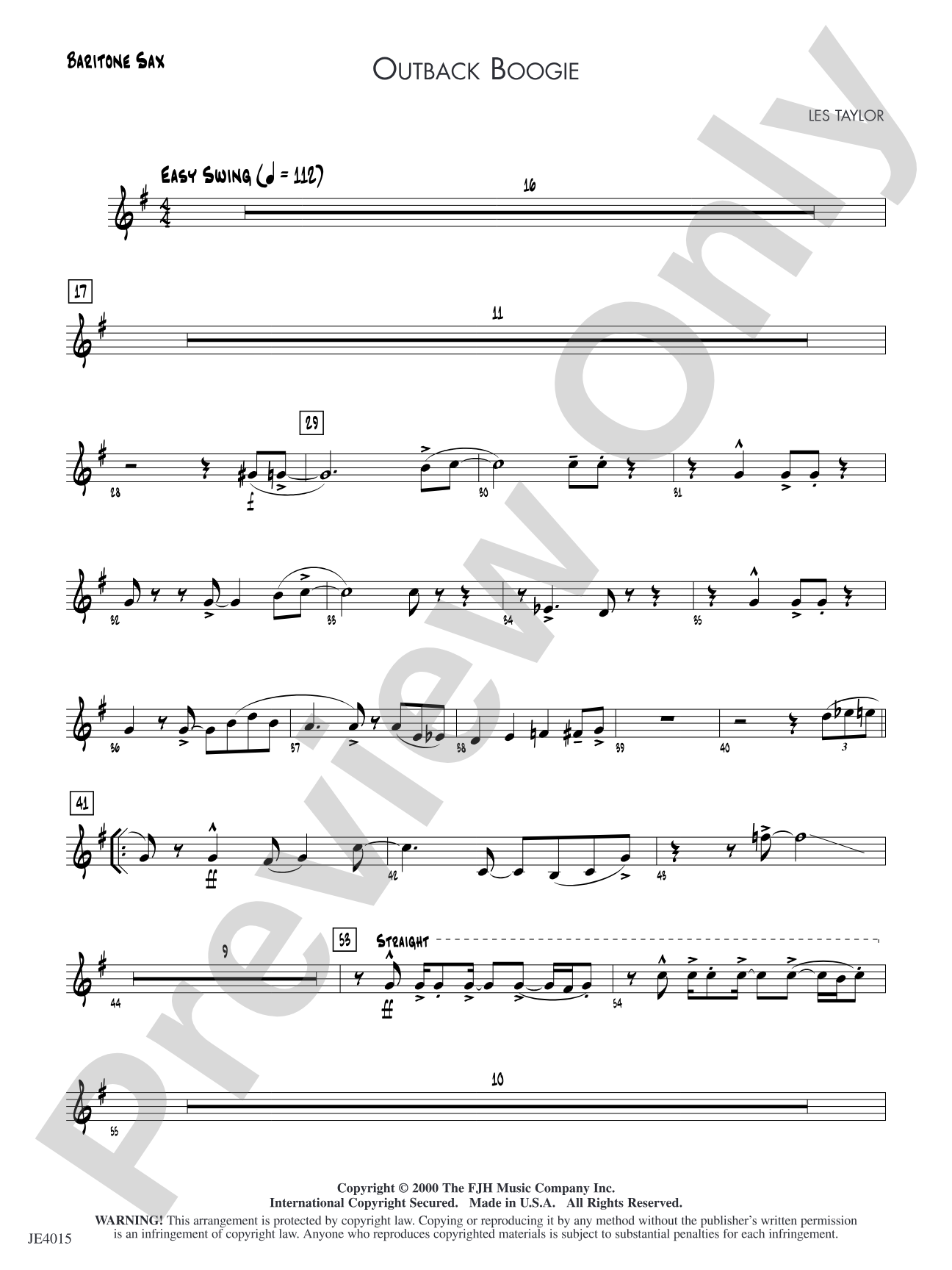 Outback Boogie: Baritone Sax