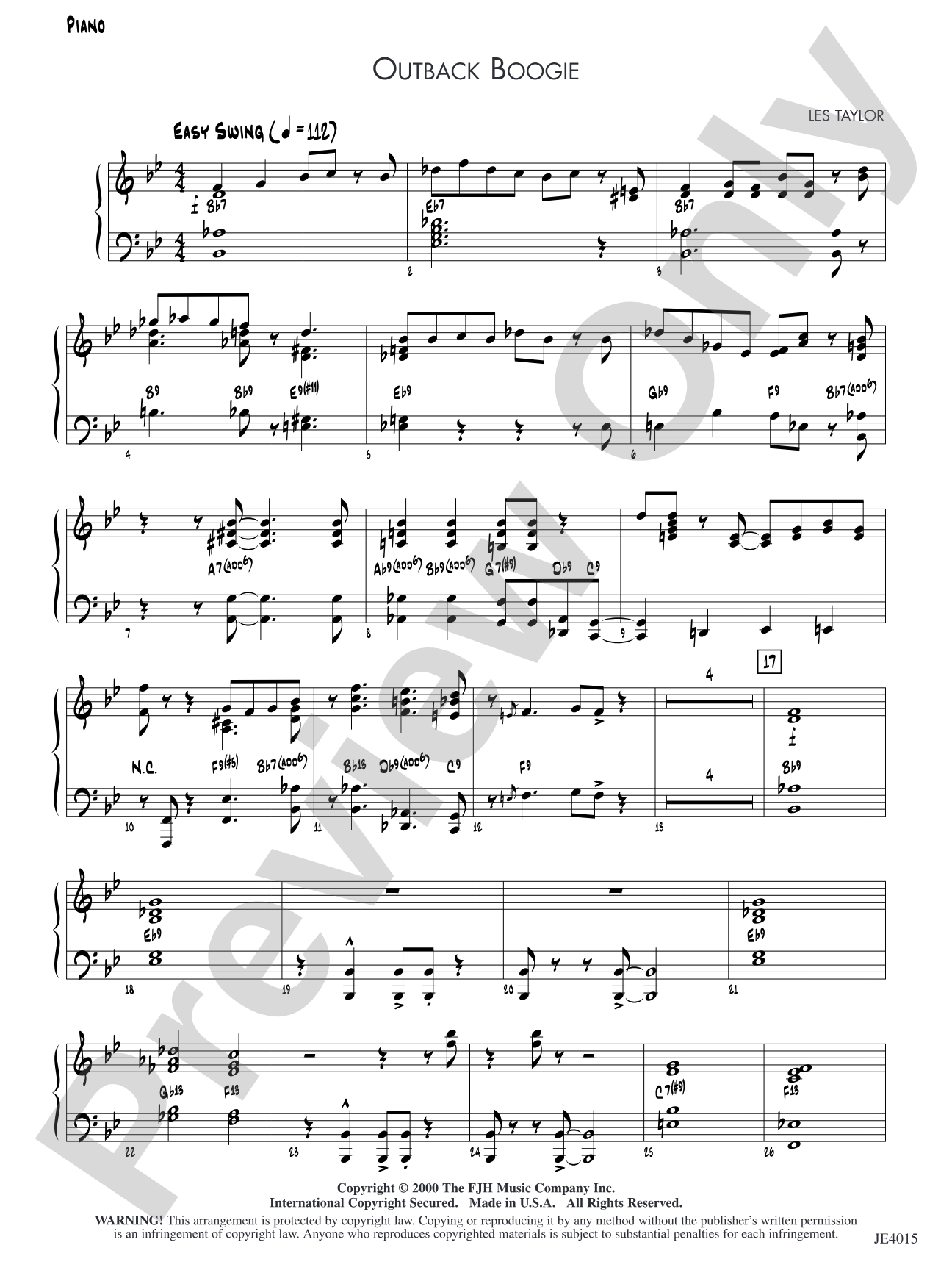 Outback Boogie: Piano
