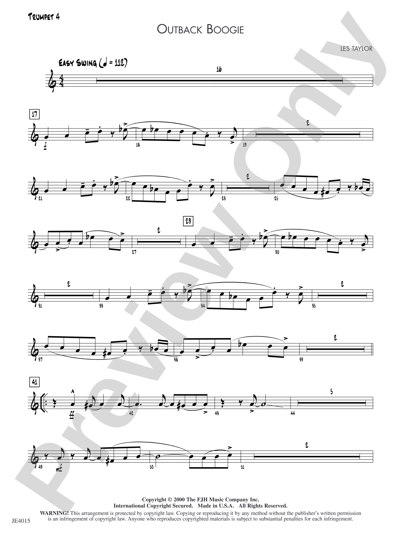 Outback Boogie: Trumpet 4