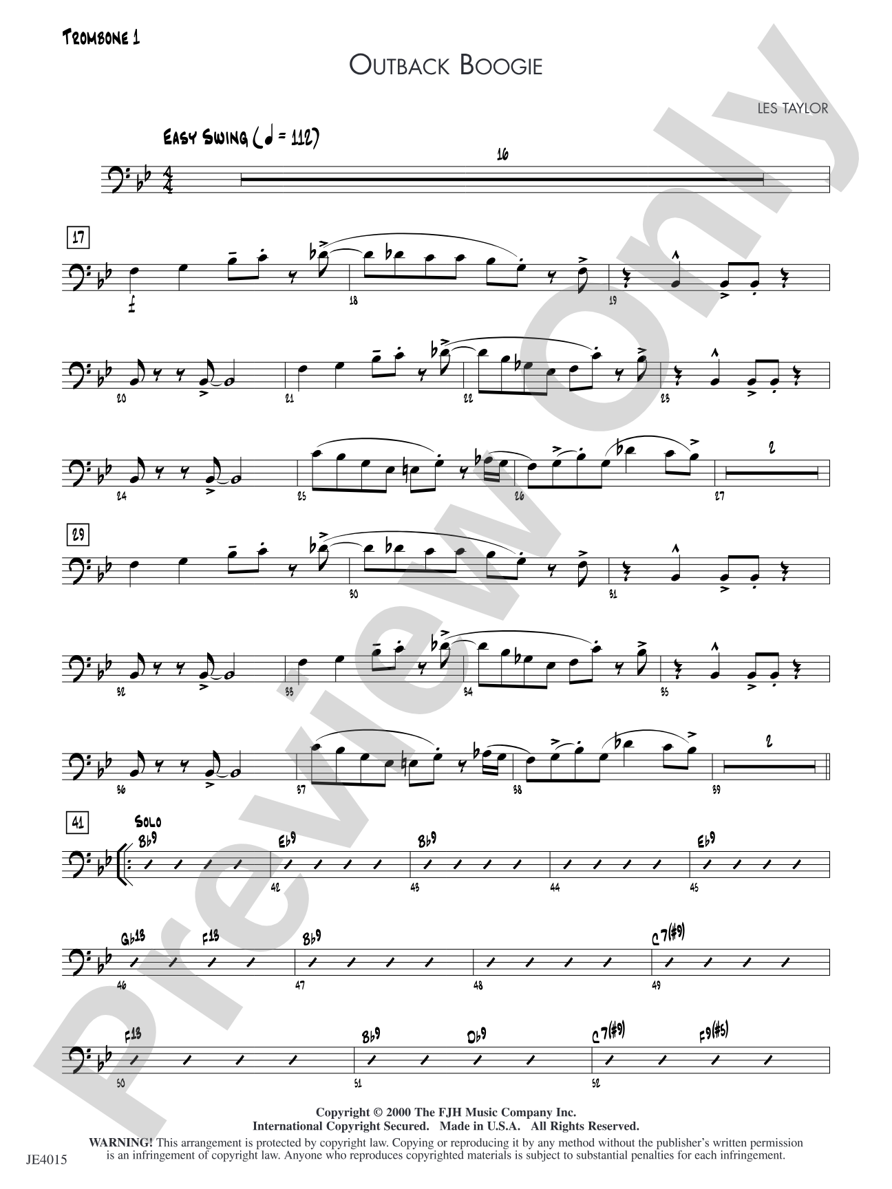 Outback Boogie: Trombone 1