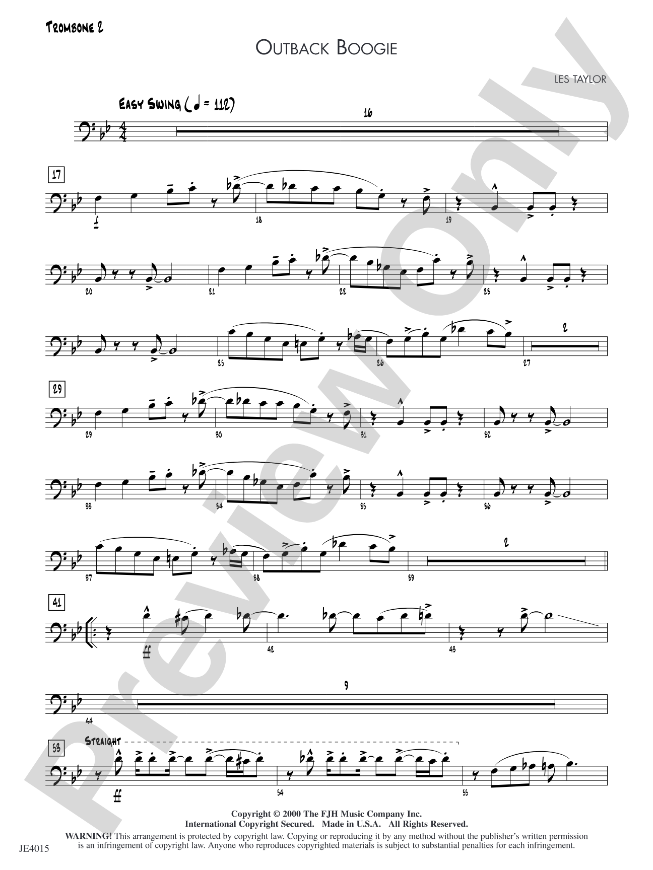 Outback Boogie: Trombone 2
