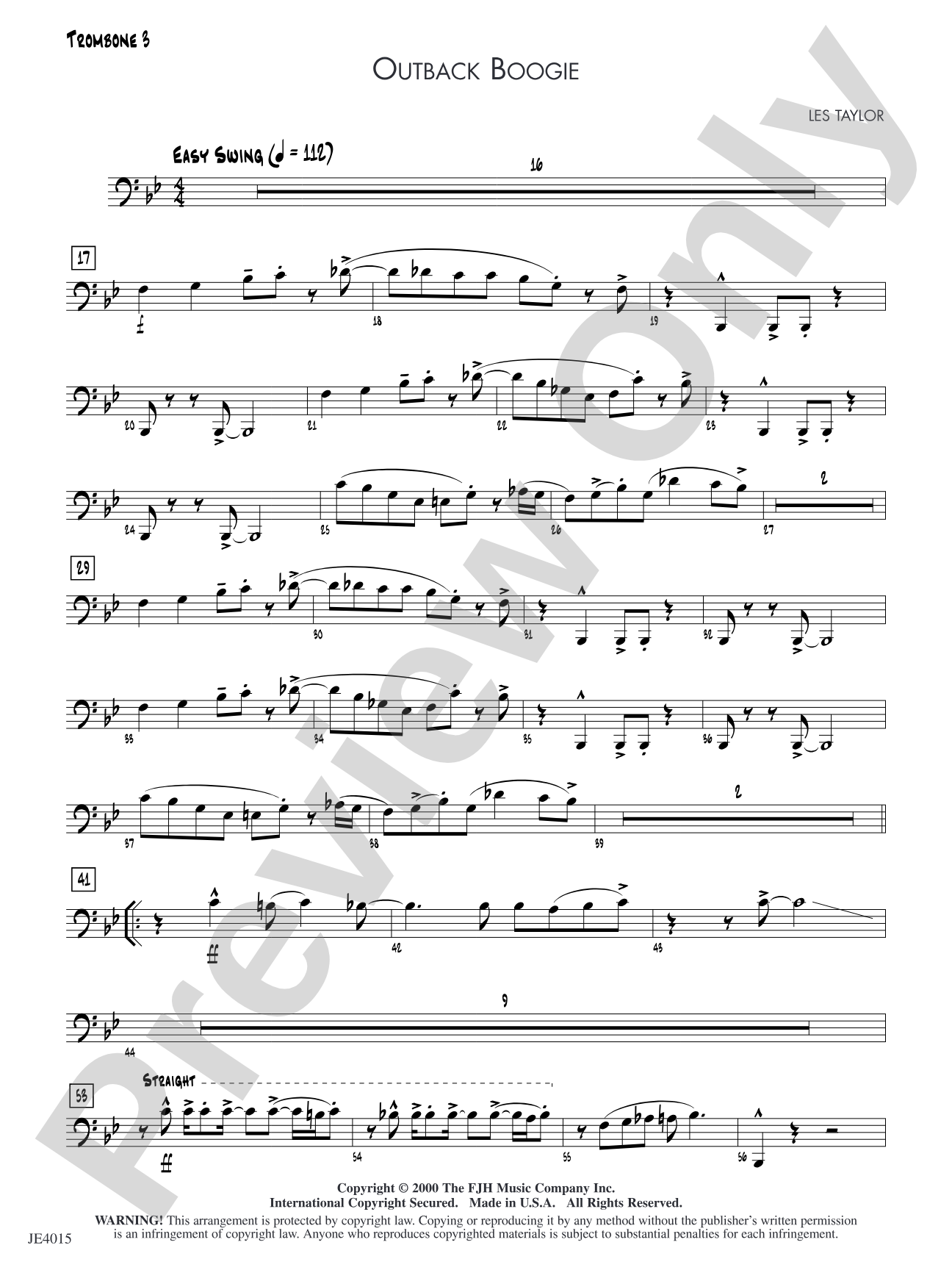 Outback Boogie: Trombone 3