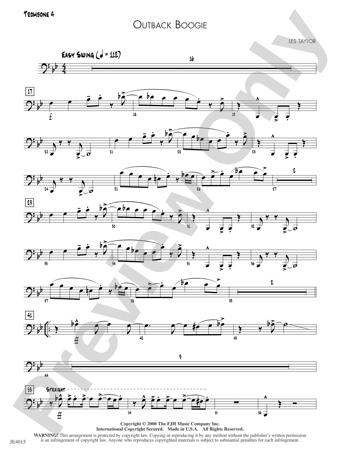 Outback Boogie: Trombone 4
