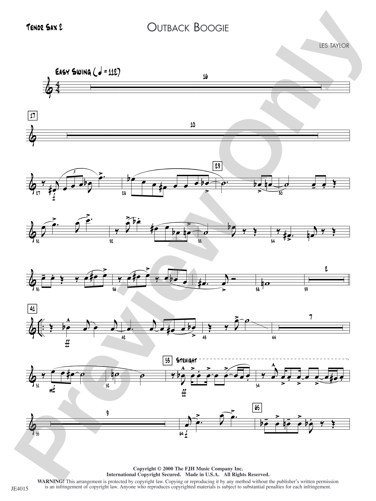 Outback Boogie: Tenor Sax 2