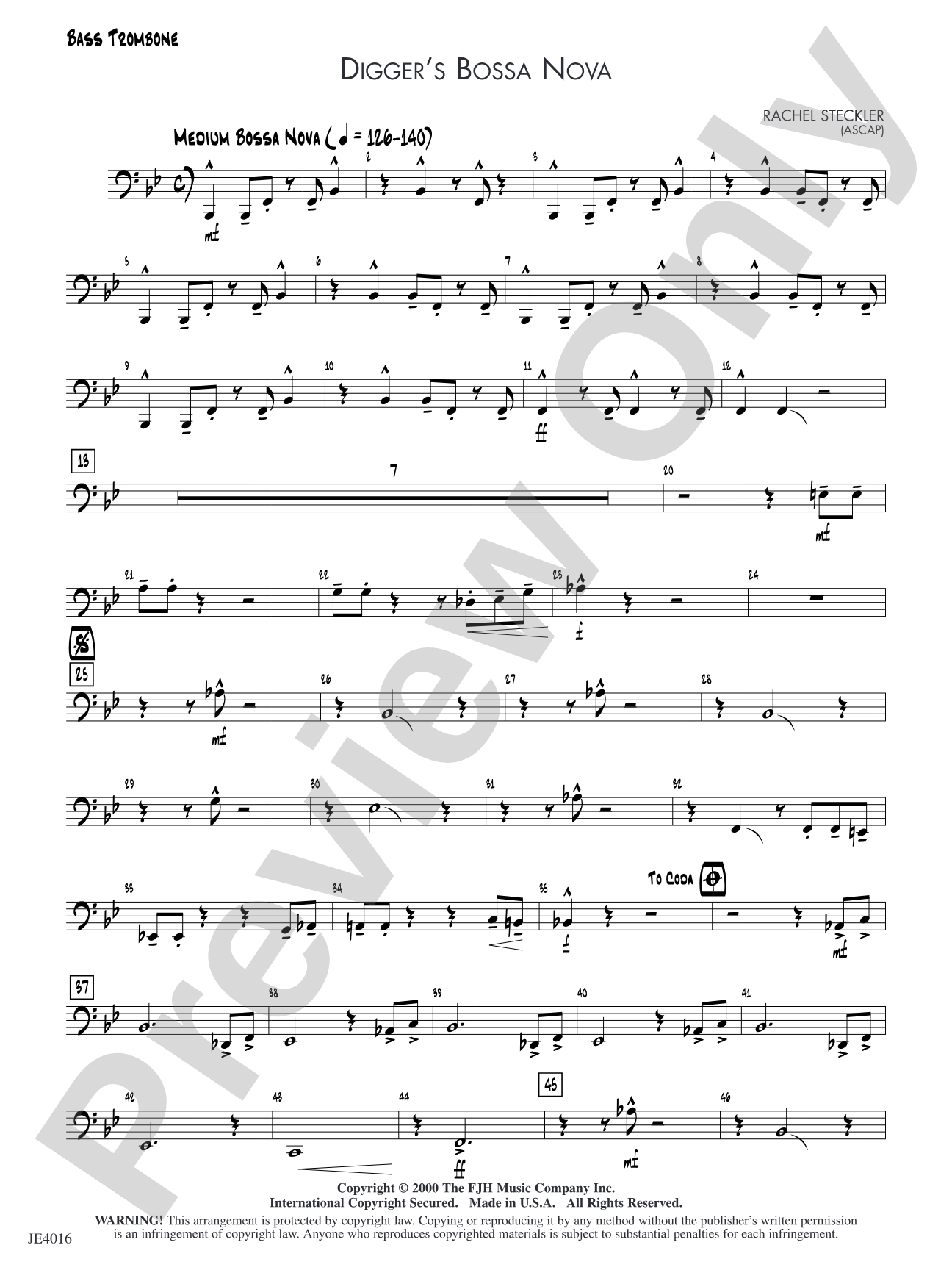 Digger's Bossa Nova: Bass Trombone