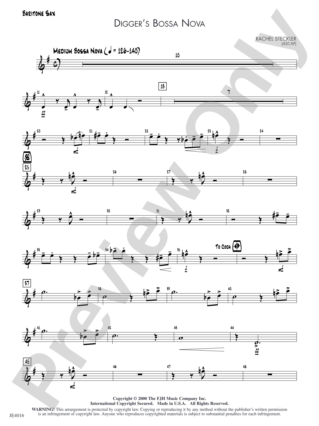 Digger's Bossa Nova: Baritone Sax