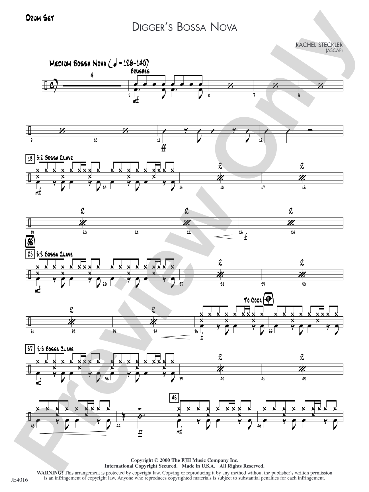 Digger's Bossa Nova: Drum Set