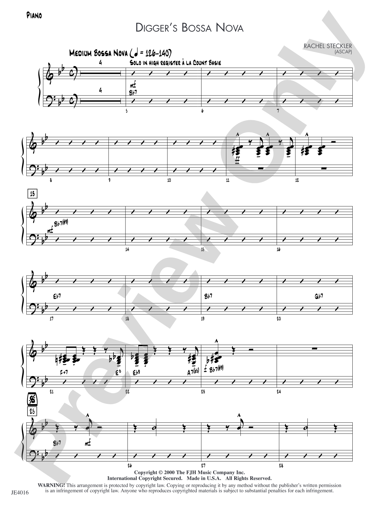 Digger's Bossa Nova: Piano