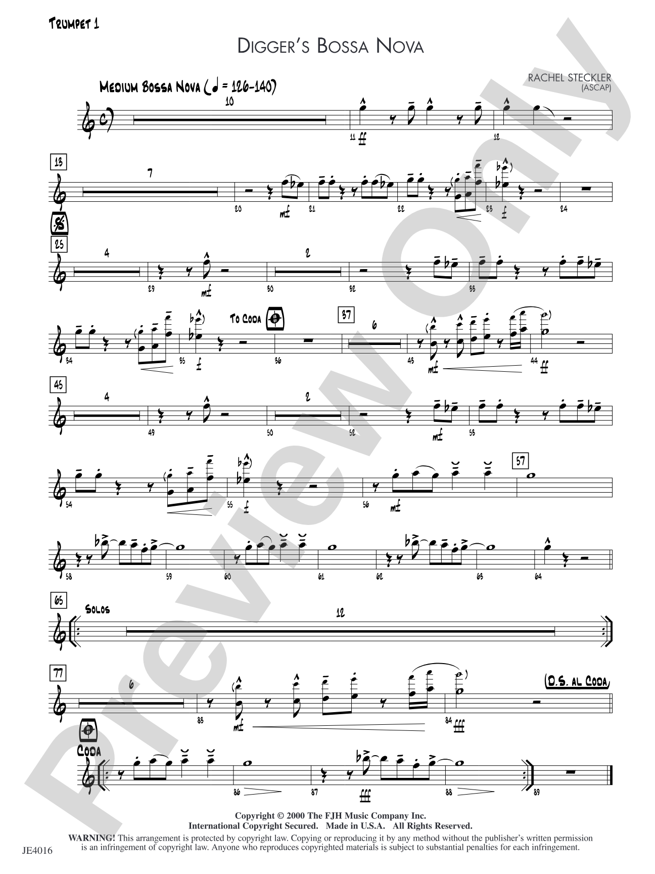 Digger's Bossa Nova: Trumpet 1