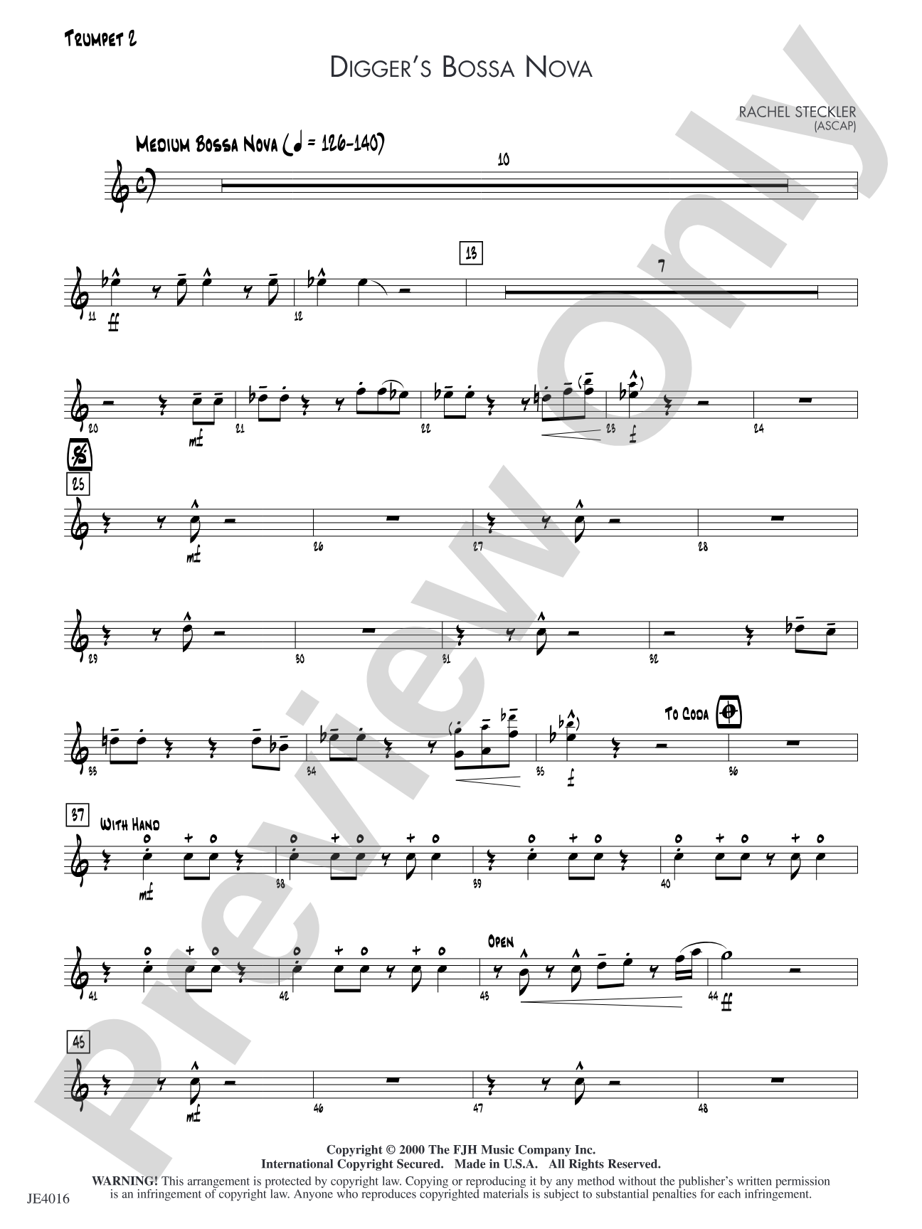 Digger's Bossa Nova: Trumpet 2