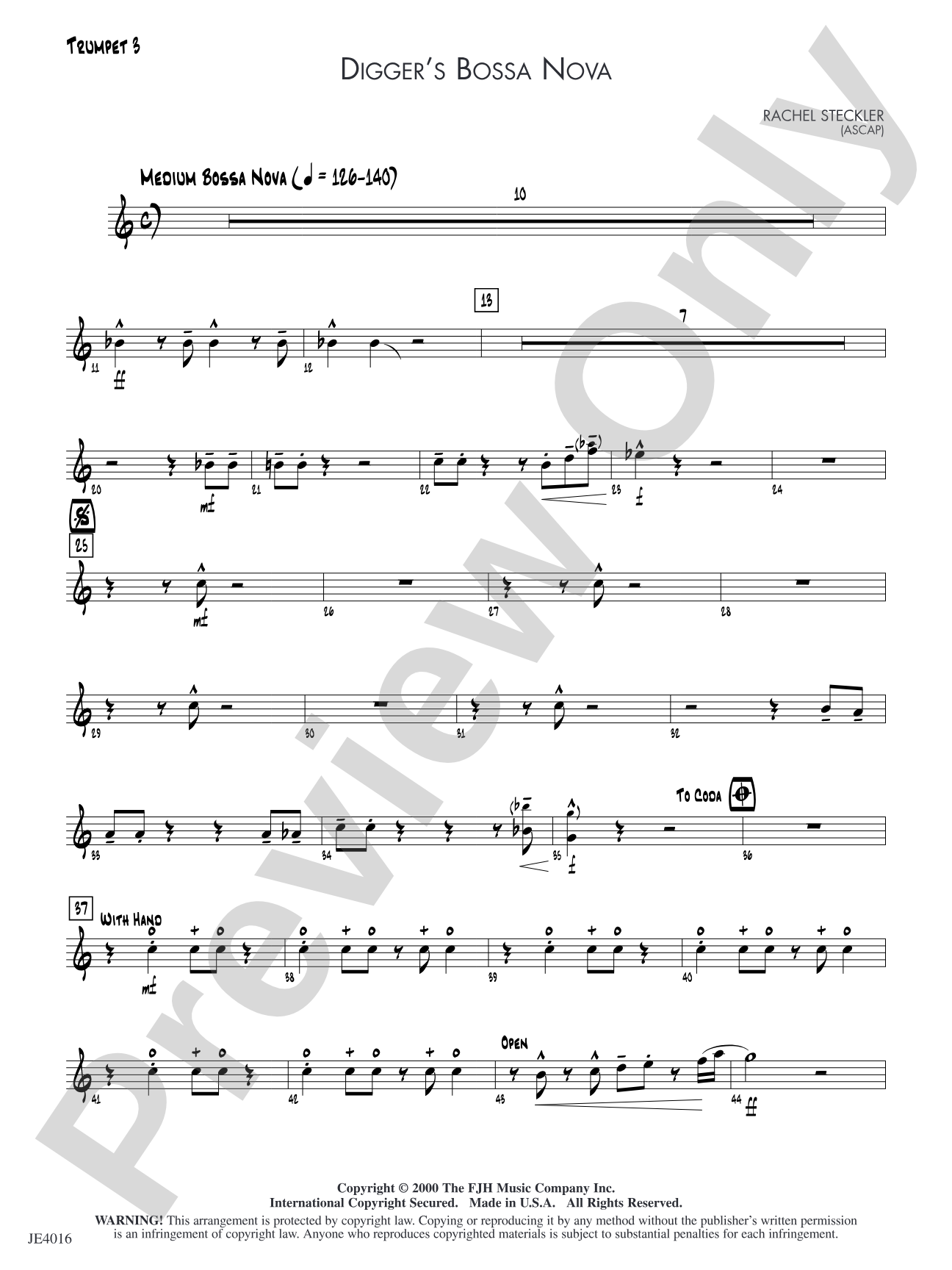 Digger's Bossa Nova: Trumpet 3