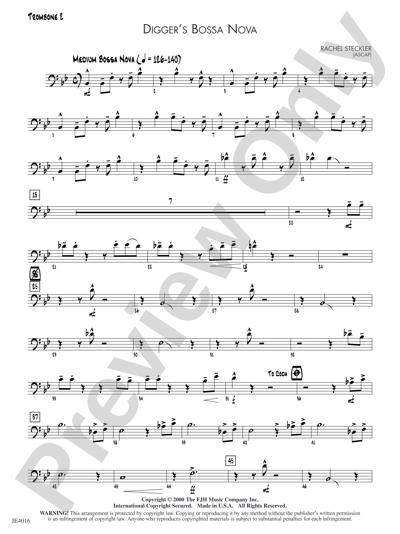Digger's Bossa Nova: Trombone 2