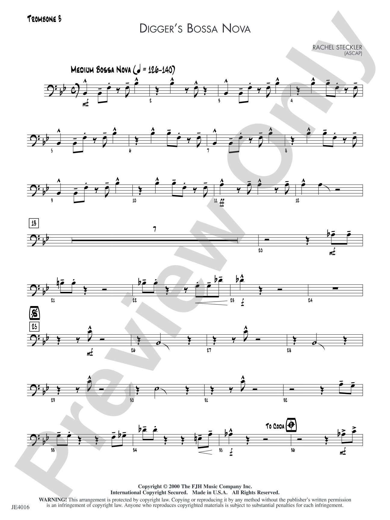 Digger's Bossa Nova: Trombone 3