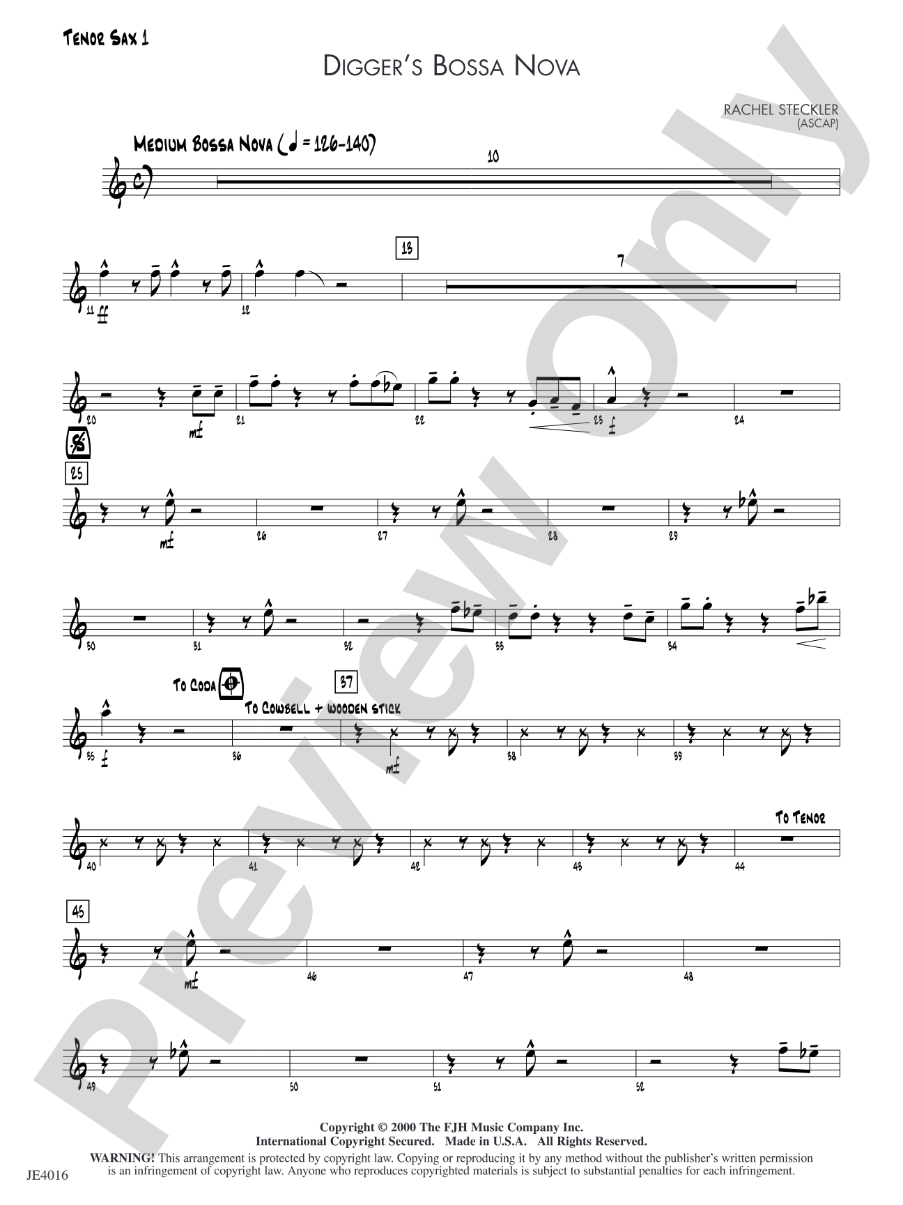Digger's Bossa Nova: Tenor Sax 1