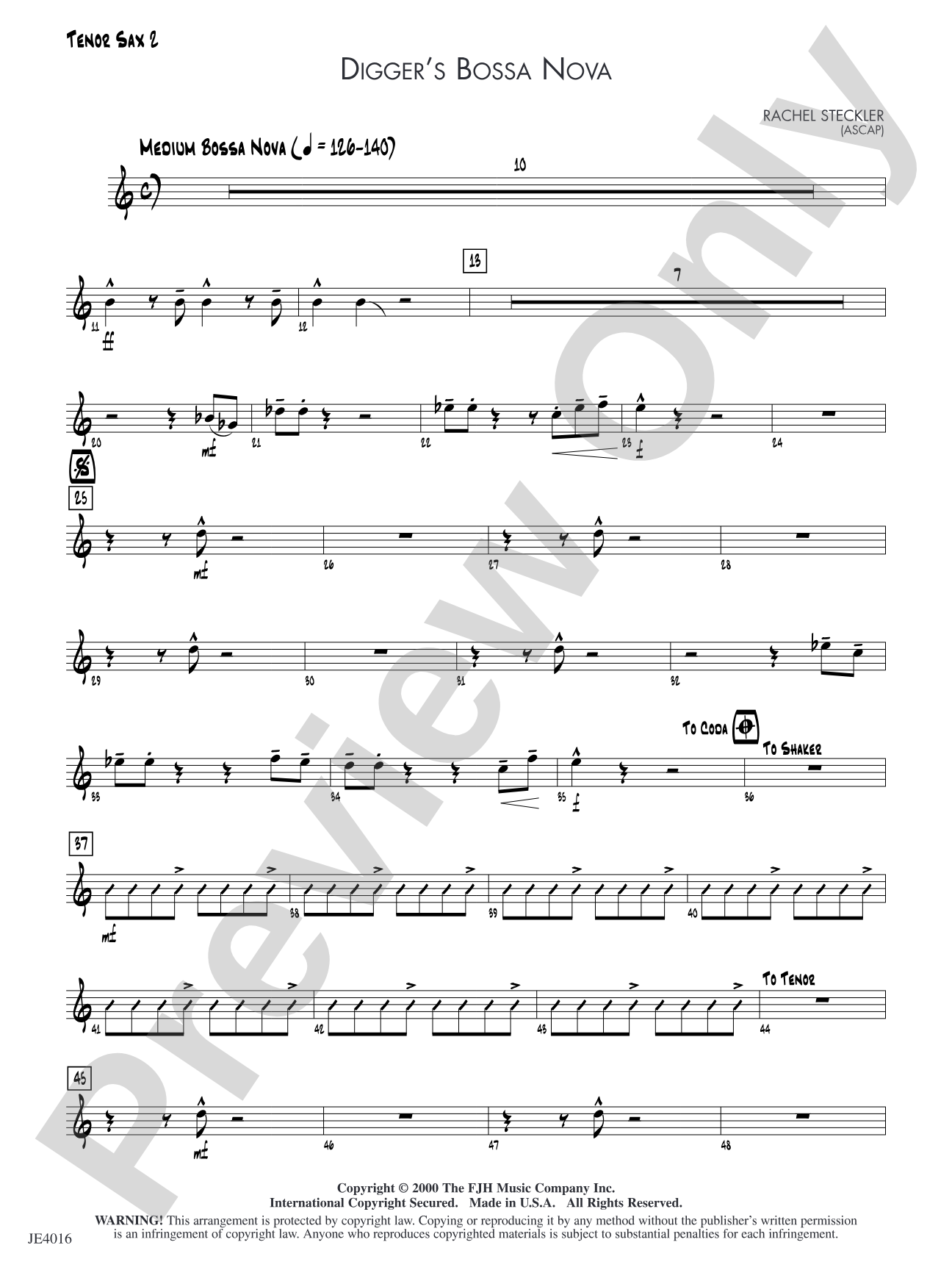 Digger's Bossa Nova: Tenor Sax 2